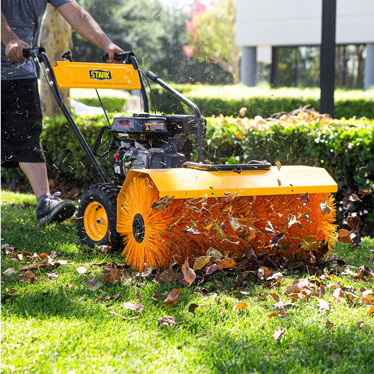 Stark 31" Walk Behind Gas Power Sweeper Dirt Debris Cleaning Path 196cc 7HP Gas Engine - for Leaves, Dirt, and Gravel - Image 4