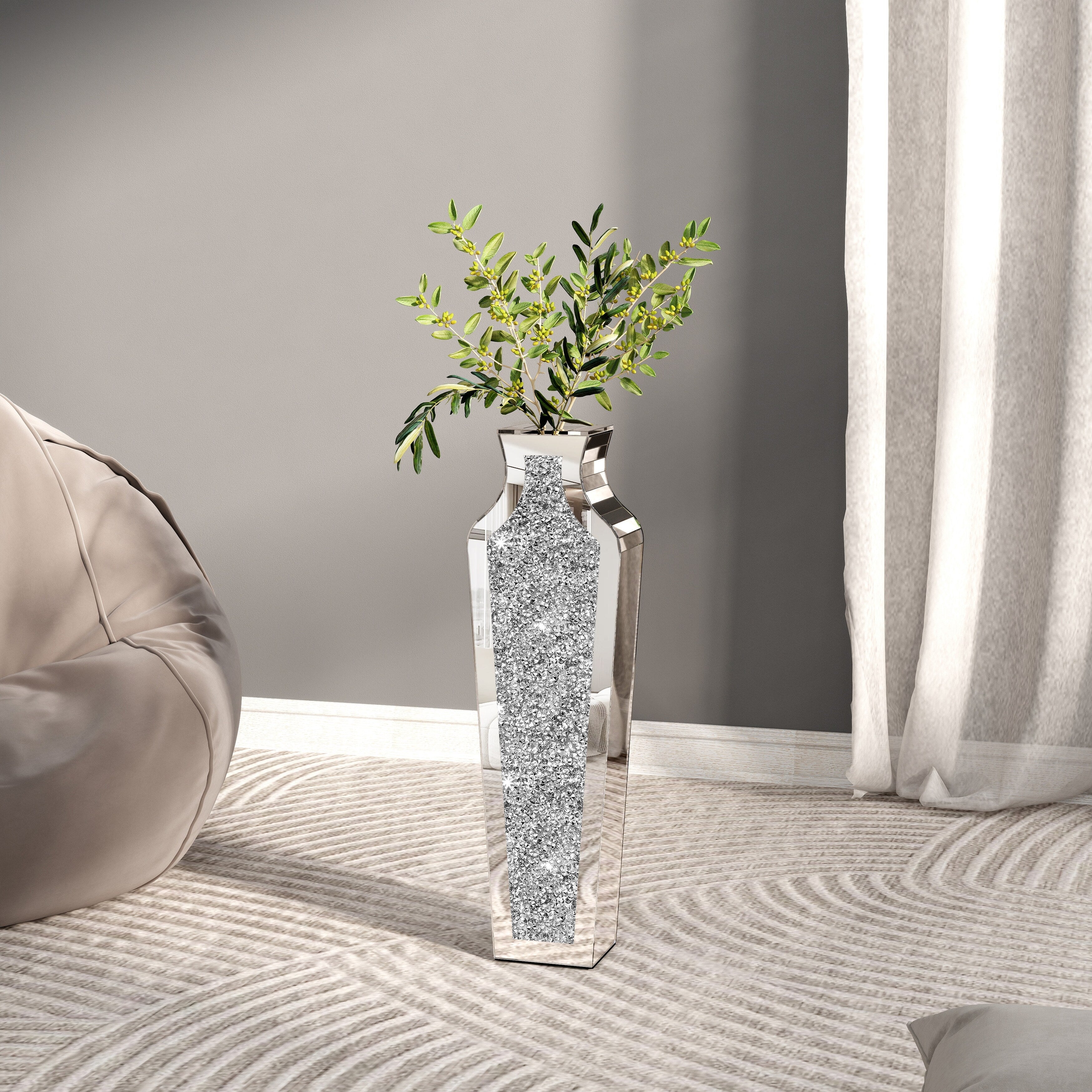 Tall Crushed Diamond Floor Vase, Luxury Decorative Crystal Accent Vase for Living Room, Bedroom and Home Decor - Image 9