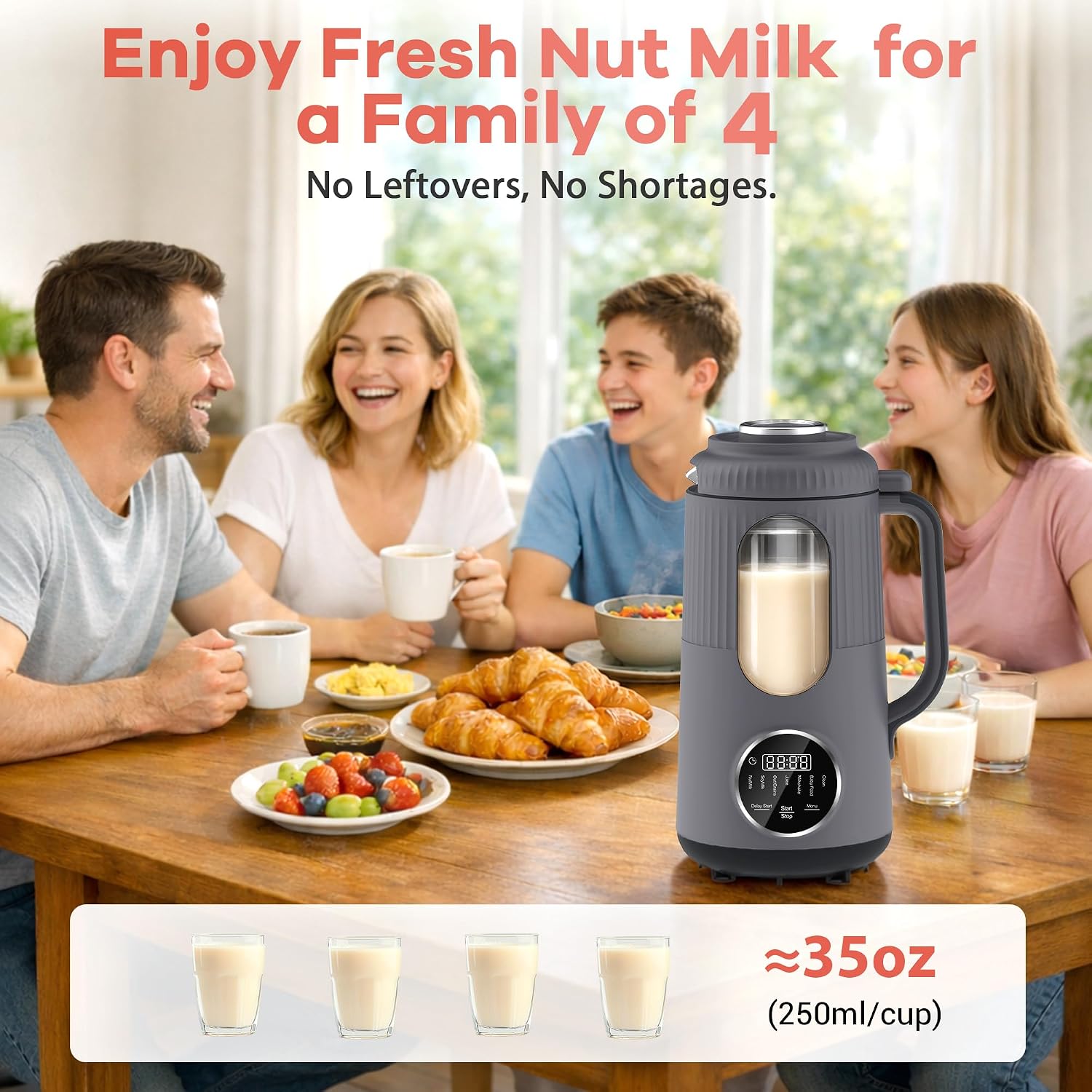 Nut Milk Maker Machine, Automatic Soy Milk Maker, Small Countertop Blender - Image 3