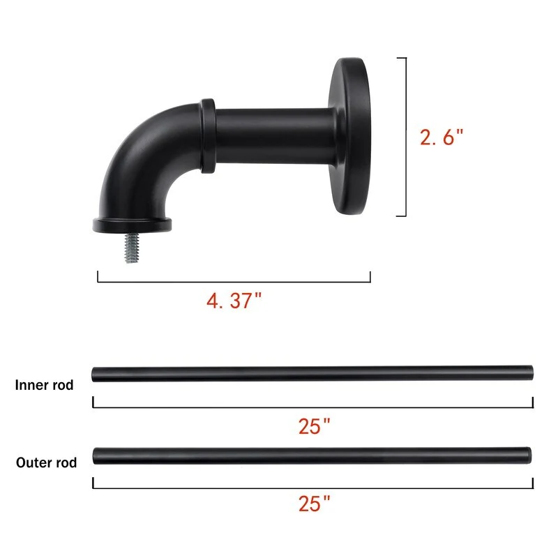 1 Inch Industrial Curtain Rods for Windows, Blackout Wrap-Around Rods, Rustic Matte Black - Image 9