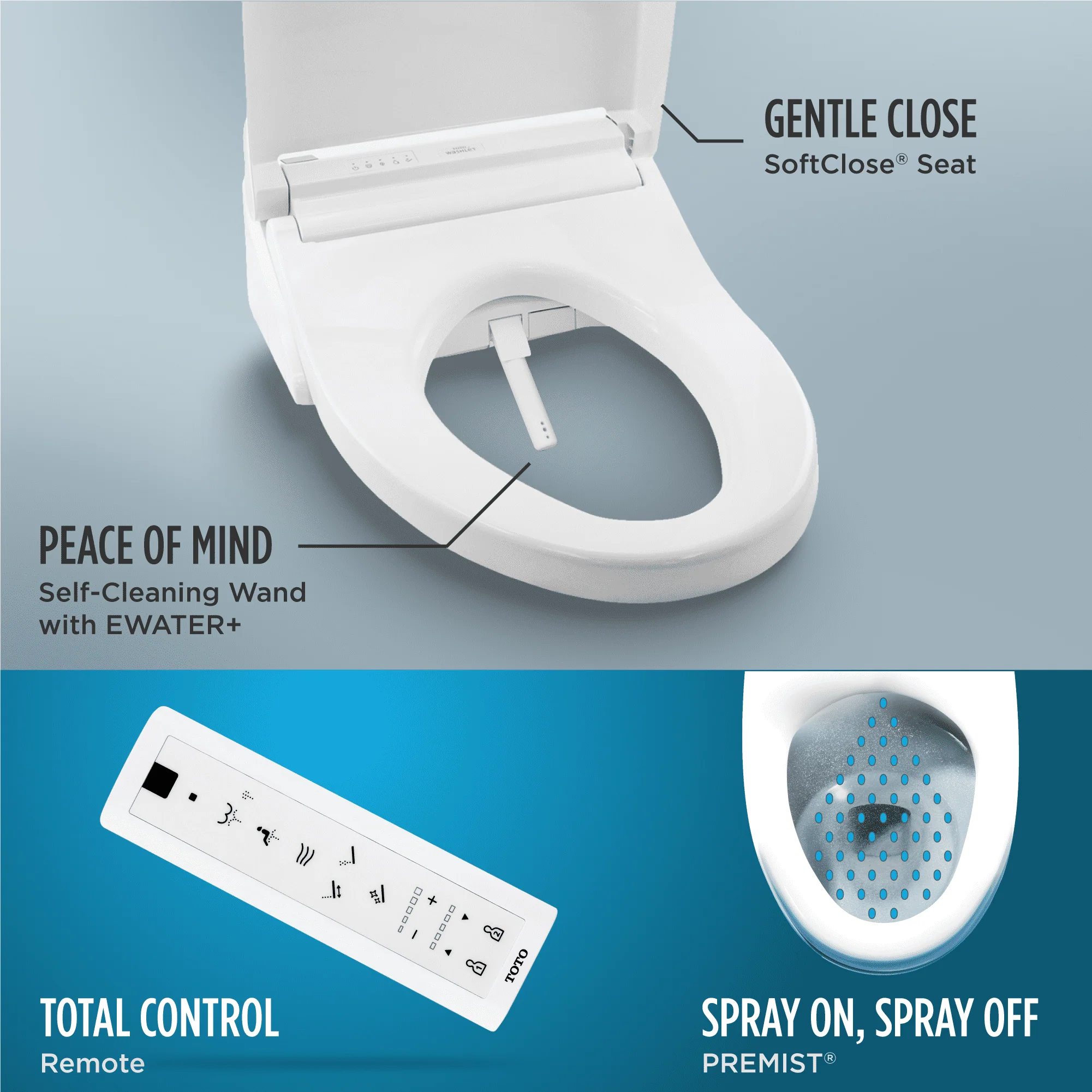 TOTO? WASHLET? C5 Electronic Bidet Toilet Seat with PREMIST and EWATER+ Wand Cleaning, Elongated, Cotton White - SW3084#01 - Image 4
