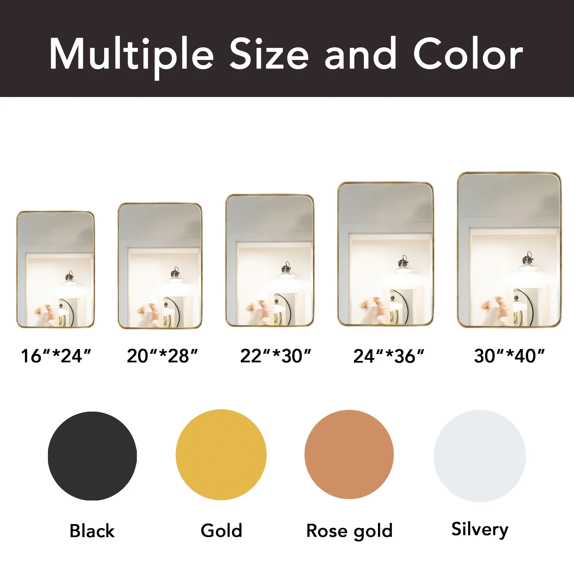 Wall Mirror Vanity Mirror, Bathroom Mirror with Rounded Corners, 1 Piece - Image 48