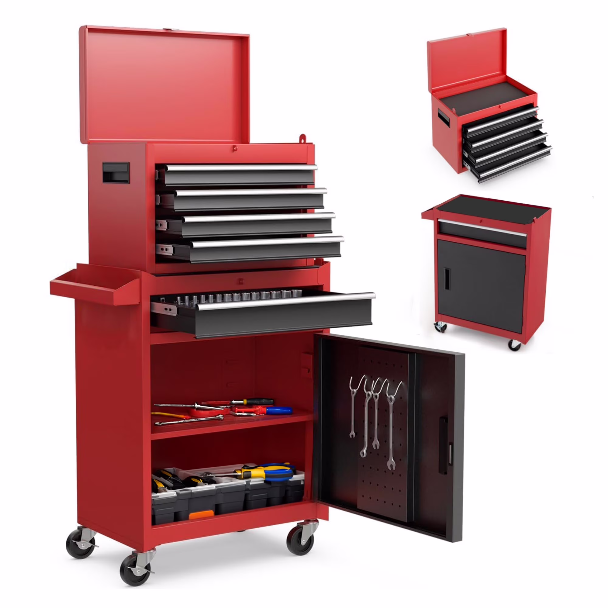 DUOSONG Rolling Tool Chest With 7-Drawer Tool Box With Wheels Multifunctional Tool Cart Mechanic Tool Storage Cabinet For Garage, Warehouse, Workshop, Repair Shop Tools & Tool Organizers Tool Cabinets - Image 2