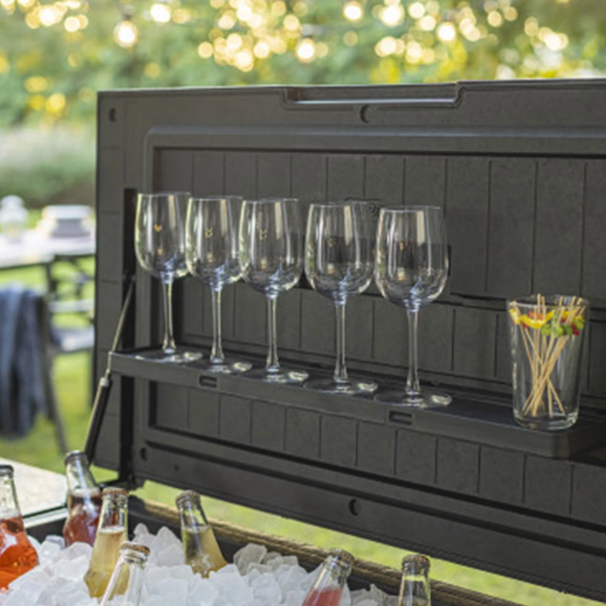 Open Box Keter Outdoor Patio Cooler Ice Chest Insulated Beverage Bar Cart, Gray - Image 8