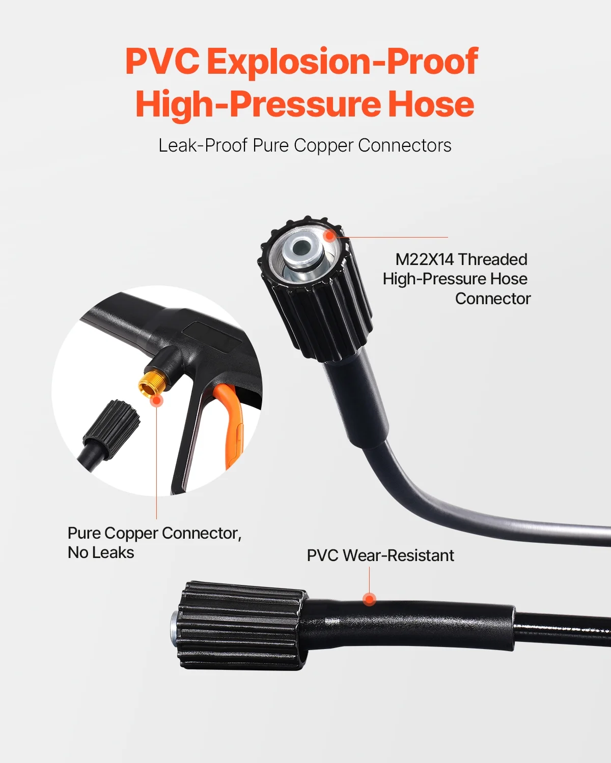 VEVOR Electric Pressure Washer, Max 4500 Psi and 3.2 GPM with Pressure Adjustment, High Power Pressure Cleaning Machine with 4 Quick Connect Nozzles - Image 9