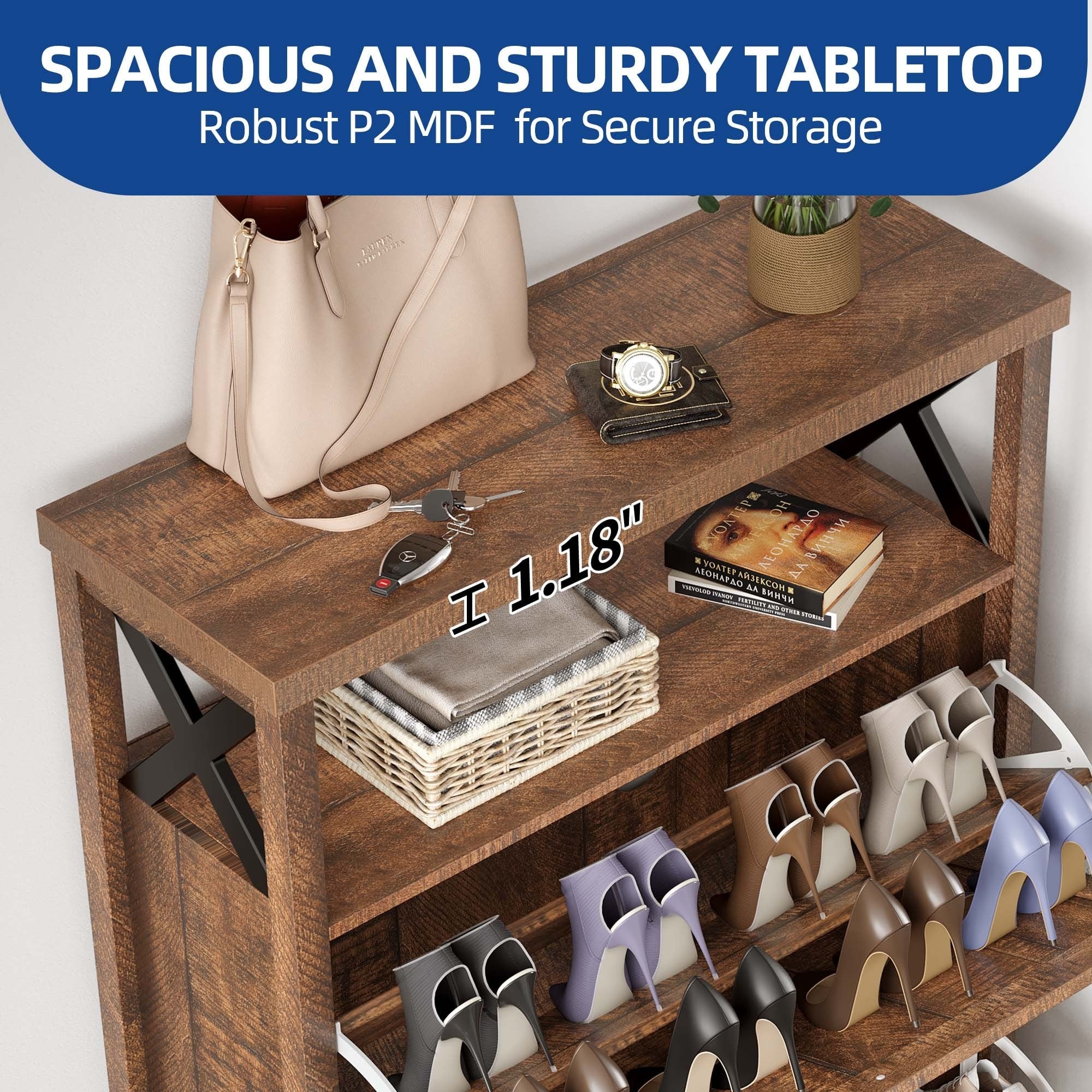 Shoe Storage Cabinet Organizer with 2 Compartments, Entryway and Hallway Shoe Cabinet - Image 15
