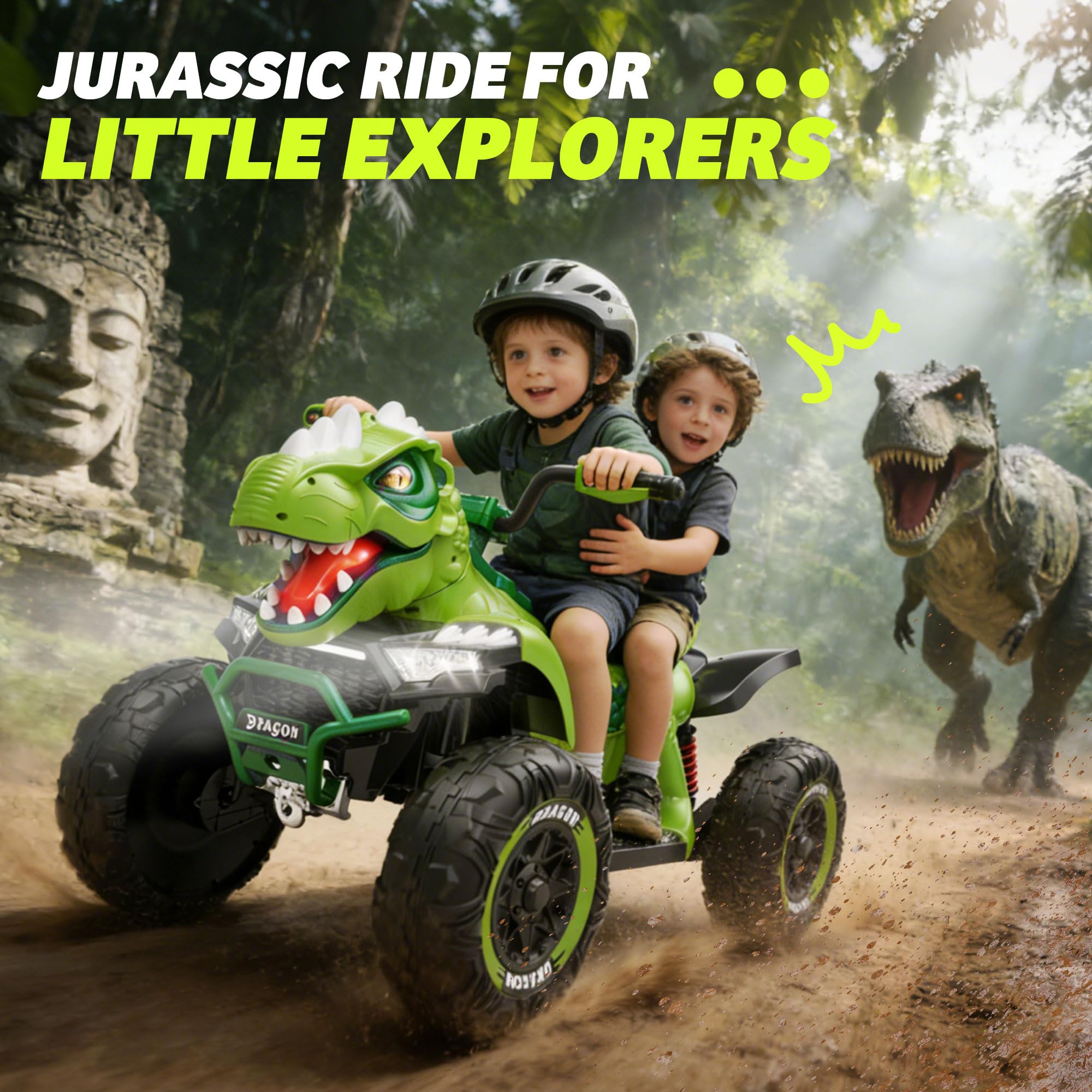 24V 2 Seater Kids ATV, Dinosaur Toys w/Parents Control, XL 4 Wheeler - Image 5