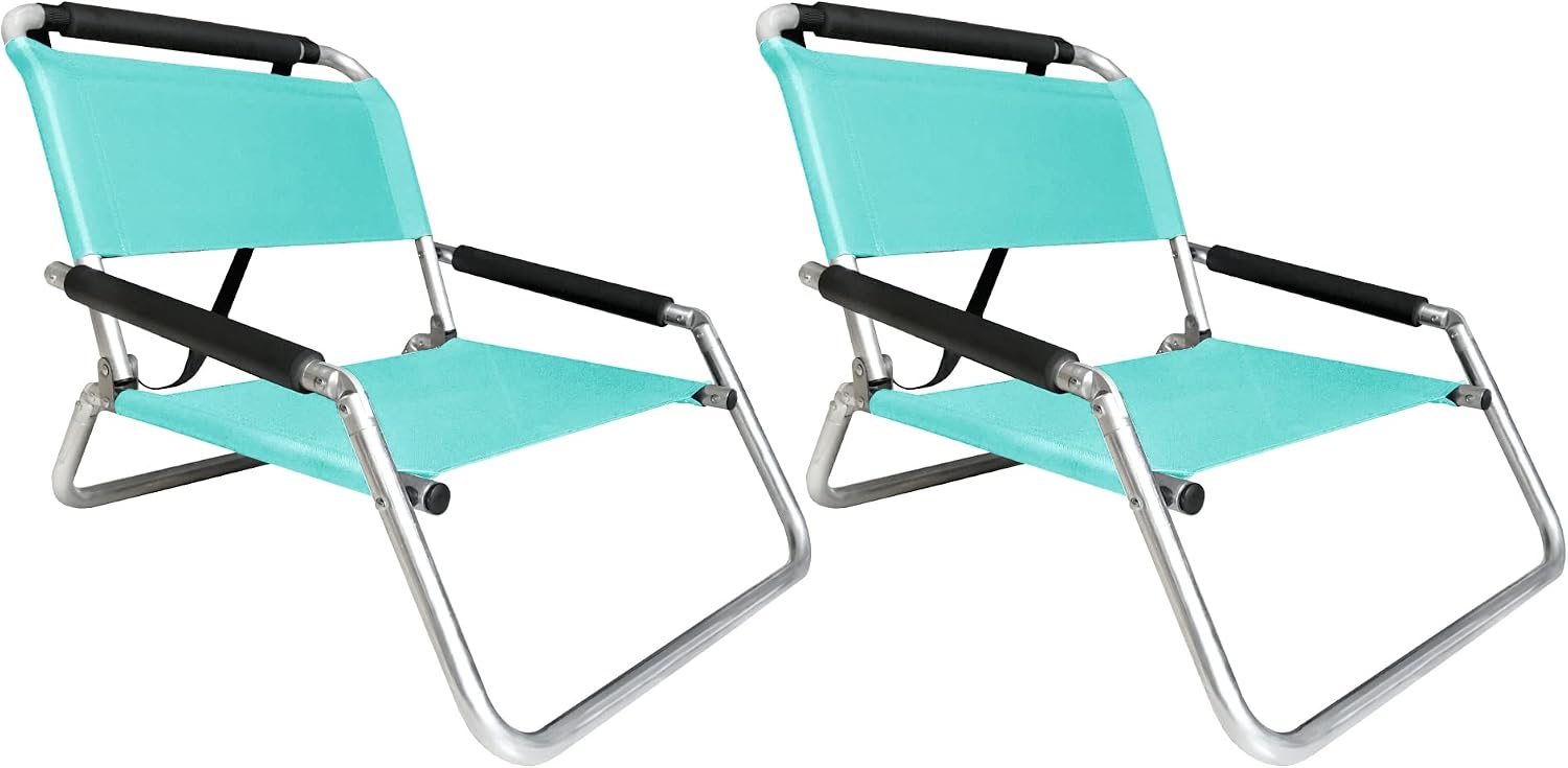 Lightweight Portable Foldable Recliner Beach Chairs, with Slip Pockets and Shoulder Strap, 2 Pack, Black, XL - Image 17