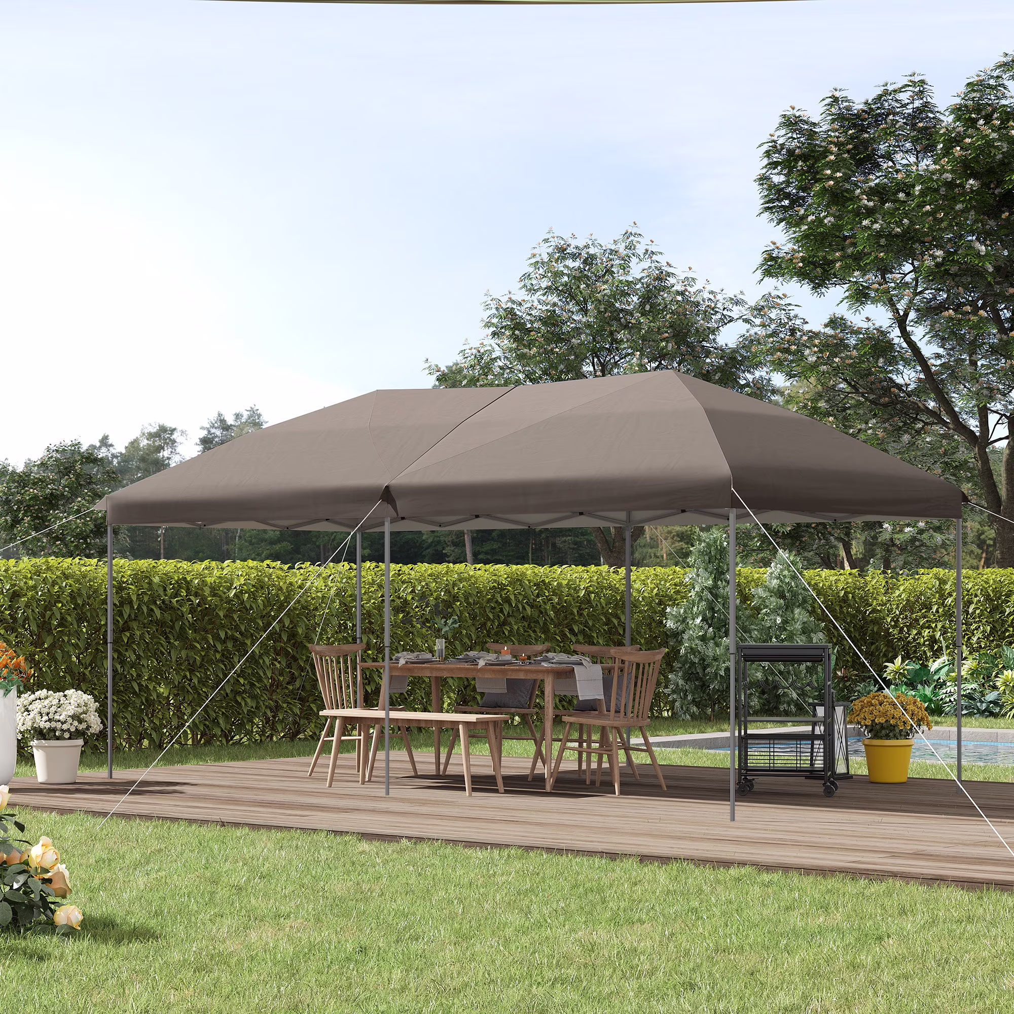 Outsunny 10' x 19' Pop Up Canopy with Easy Up Steel Frame, 3-Level Adjustable Height and Carrying Bag, Sun Shade Event Party Tent for Patio, Backyard, Garden, Blue - Image 3