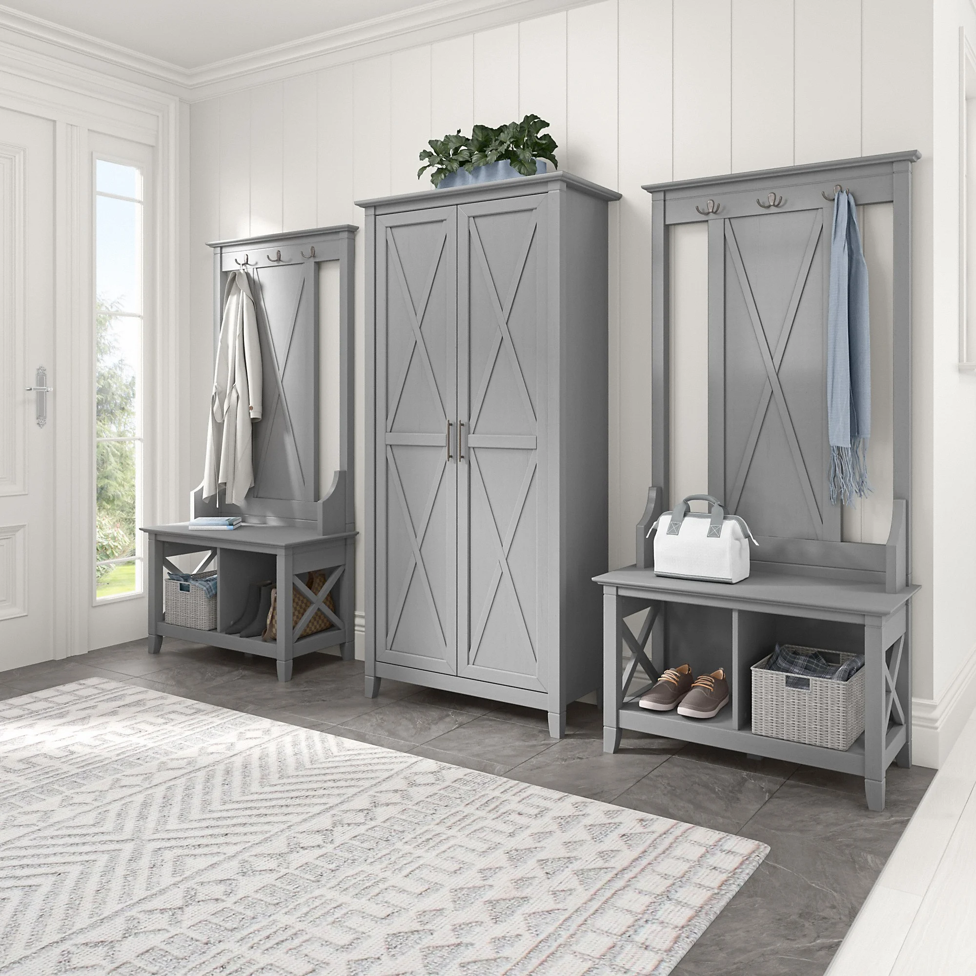 Key West Tall Storage Cabinet with Doors in Bing Cherry - Engineered Wood - Image 19