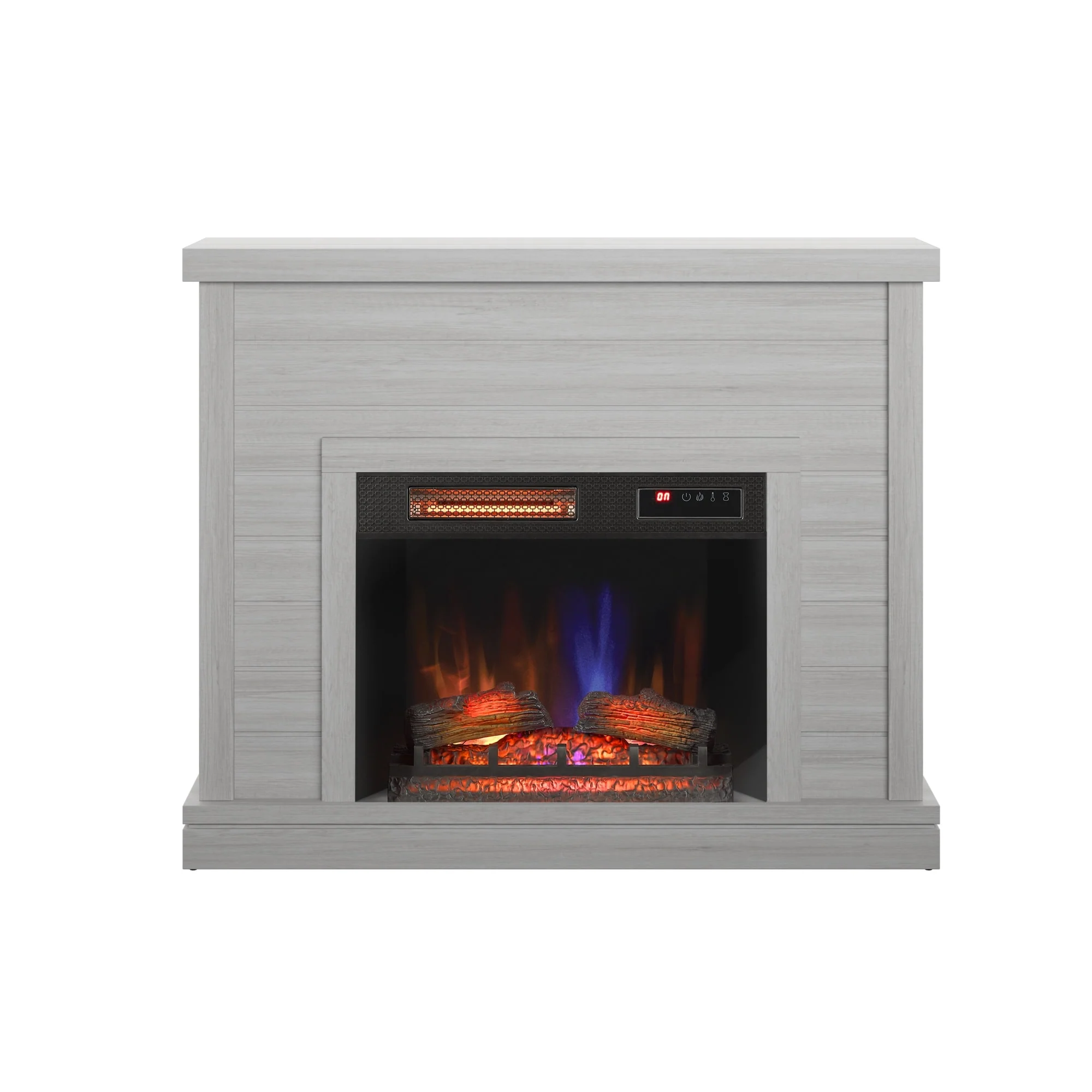 52" Shiplap Wall Fireplace Mantel, Modern Electric Fireplace with 3D Flame Effect Insert for Home Decor