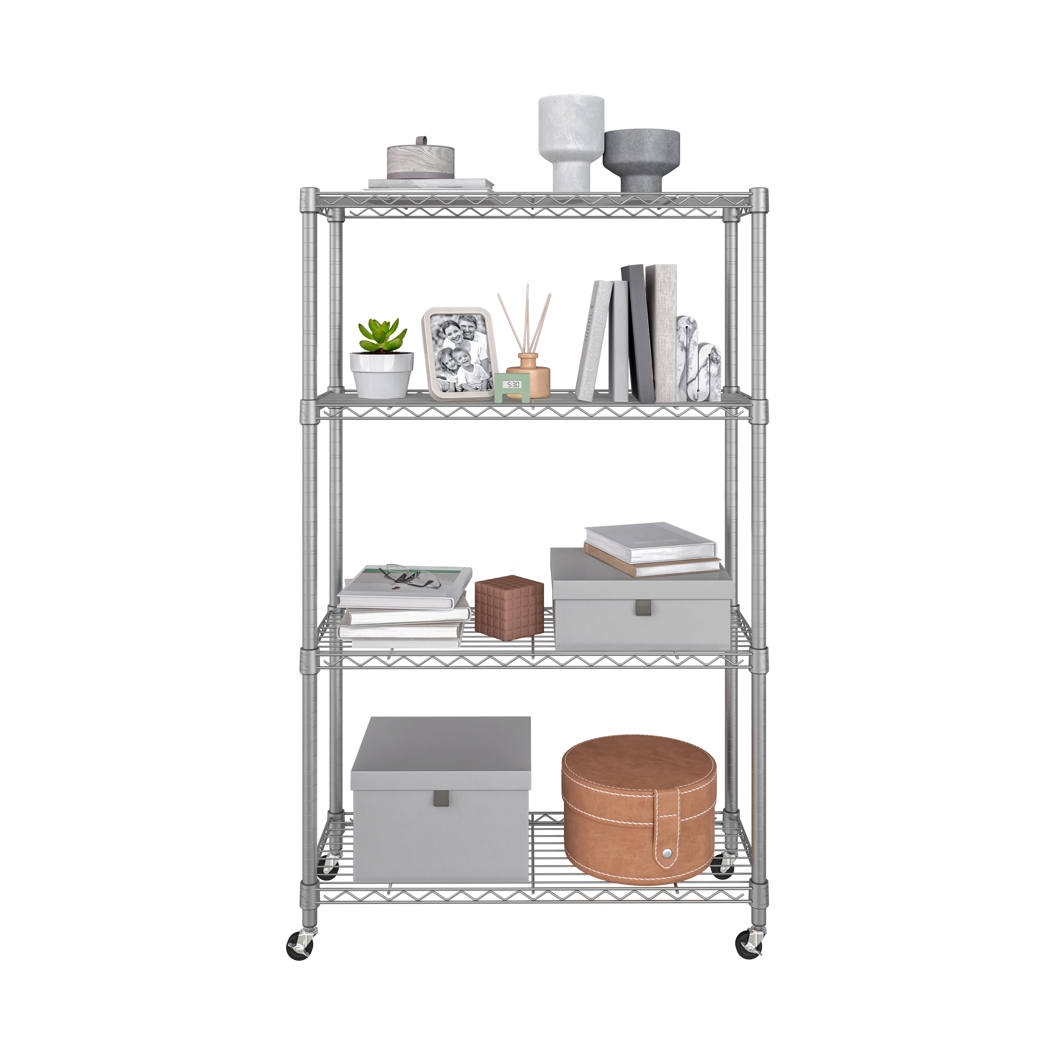 Seville Classics Solid Steel Wire Shelving Storage Unit Adjustable Shelves Organizer Rack, for Home, Kitchen, Office, Garage, Bedroom, Closet, Silver, 4-Tier, 36" W x 14" D - Image 9