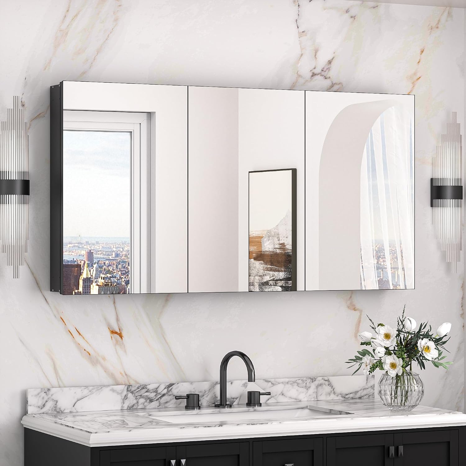 Black Medicine Cabinet with Mirror 20" x 26", Lightweight Aluminum - Image 24