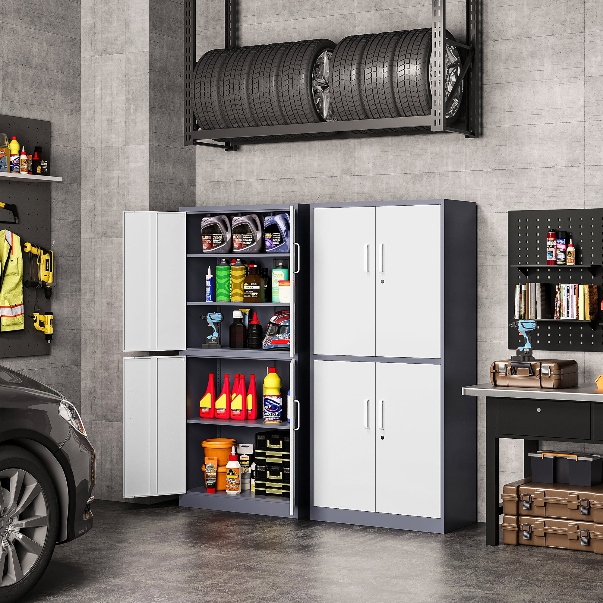 AUHUP 73" Rolling Garage Storage Cabinets with 3 Adjustable Shelves, Metal Storage Cabinet with Wheels, Black Gray Tool Cabinet for Garage,Home,Warehouse,Workshop - Image 13