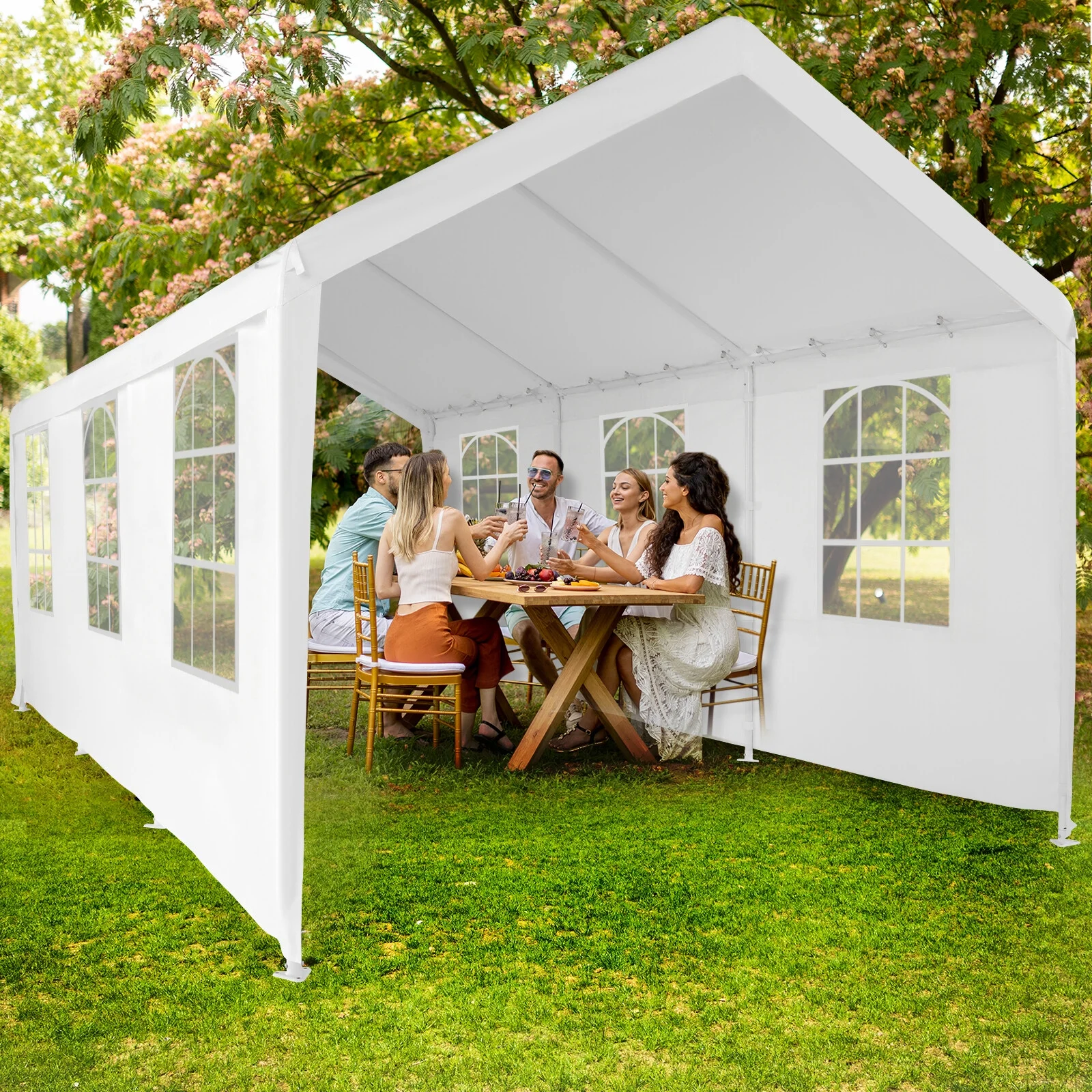 Abba Patio 10X20 ft Outdoor Canopy Carport Portable Car Tent Garage Shelter, White - Image 8