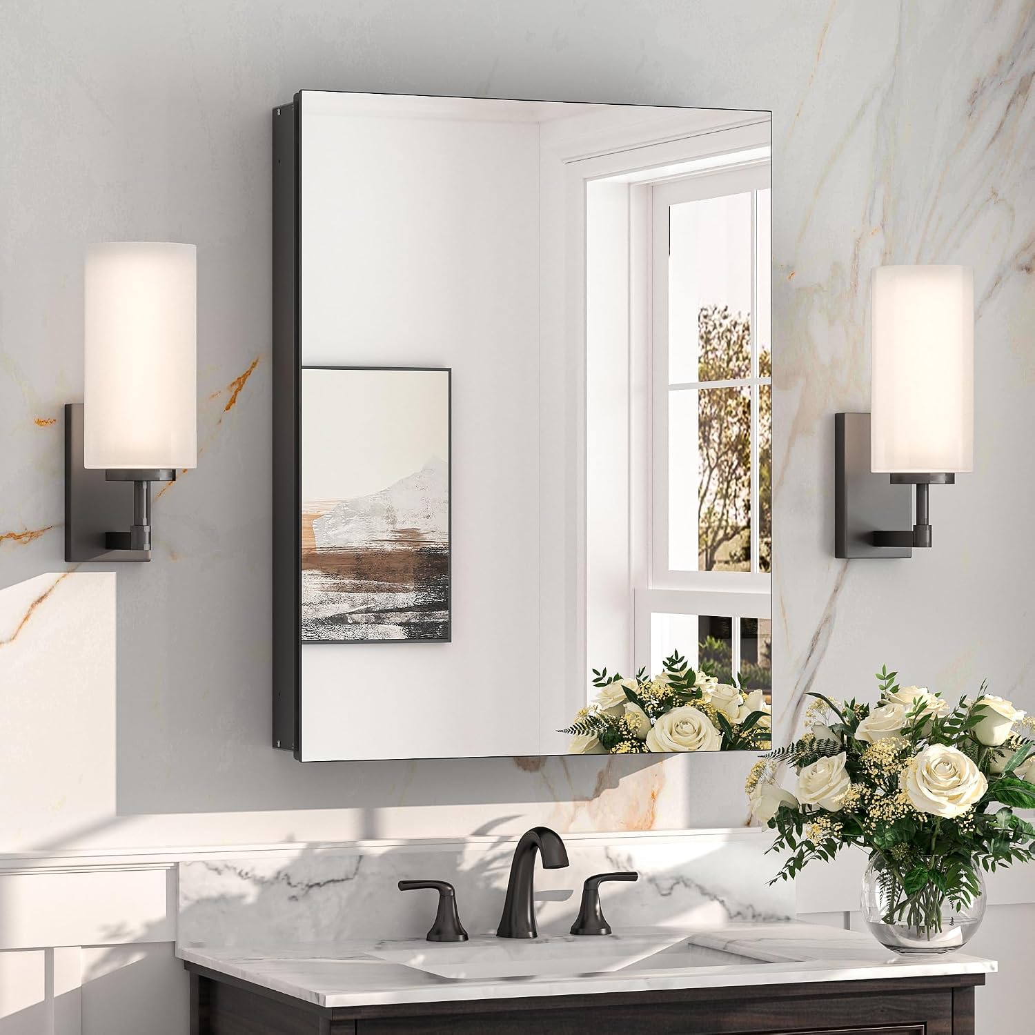 Black Medicine Cabinet with Mirror 20" x 26", Lightweight Aluminum - Image 18