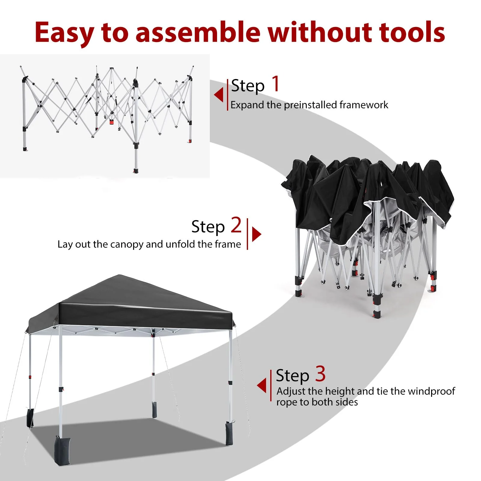 Luku 10x10ft Instant Pop-Up Canopy Tent with Patented Center Lock System, Portable Wheeled Carry Bag, Adjustable Height Straight Legs for Outdoor, Garden, Market, Patio, Yard - Image 18