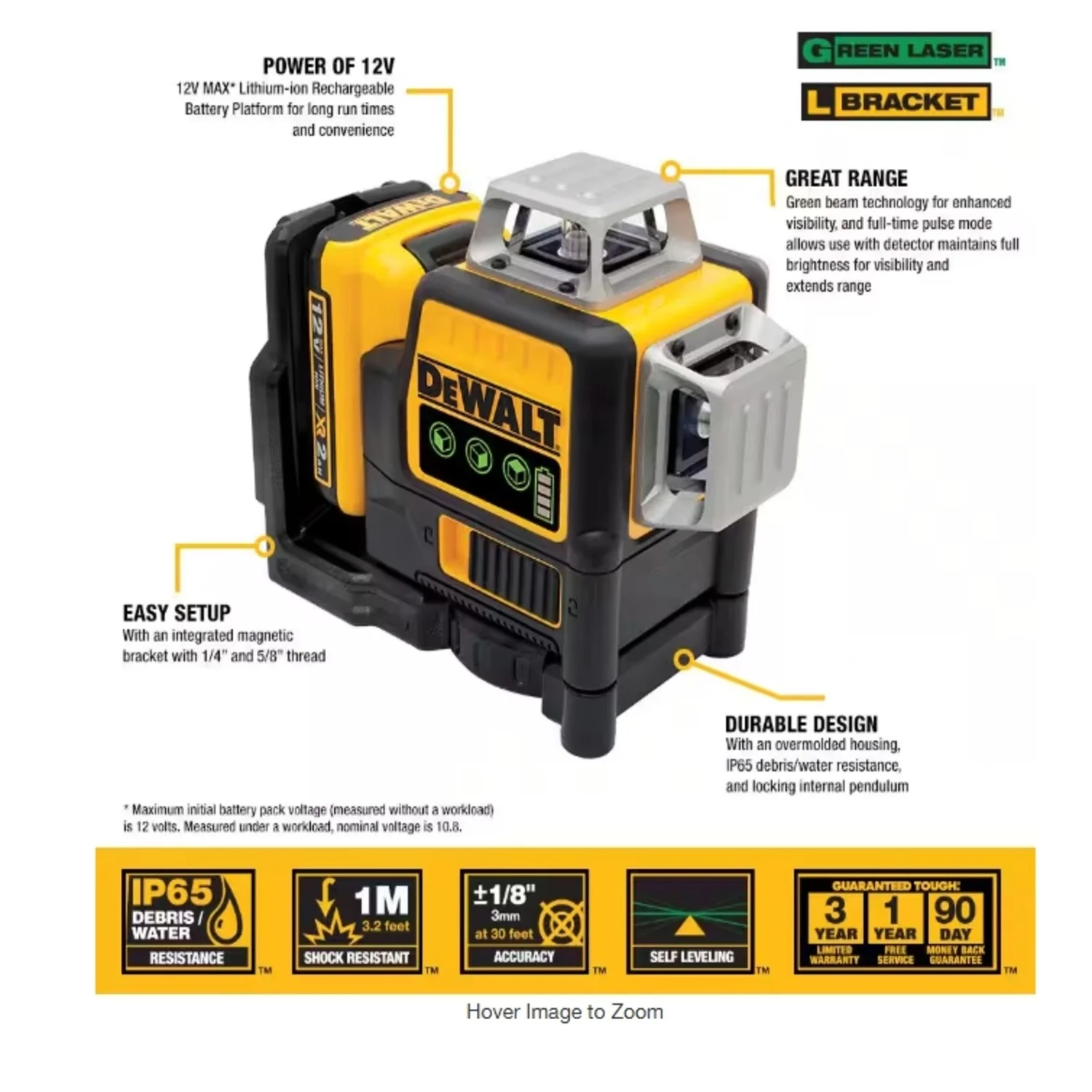 DeWalt 12V MAX Cordless Green Line Laser 3 x 360 Professional Laser Level - Image 11
