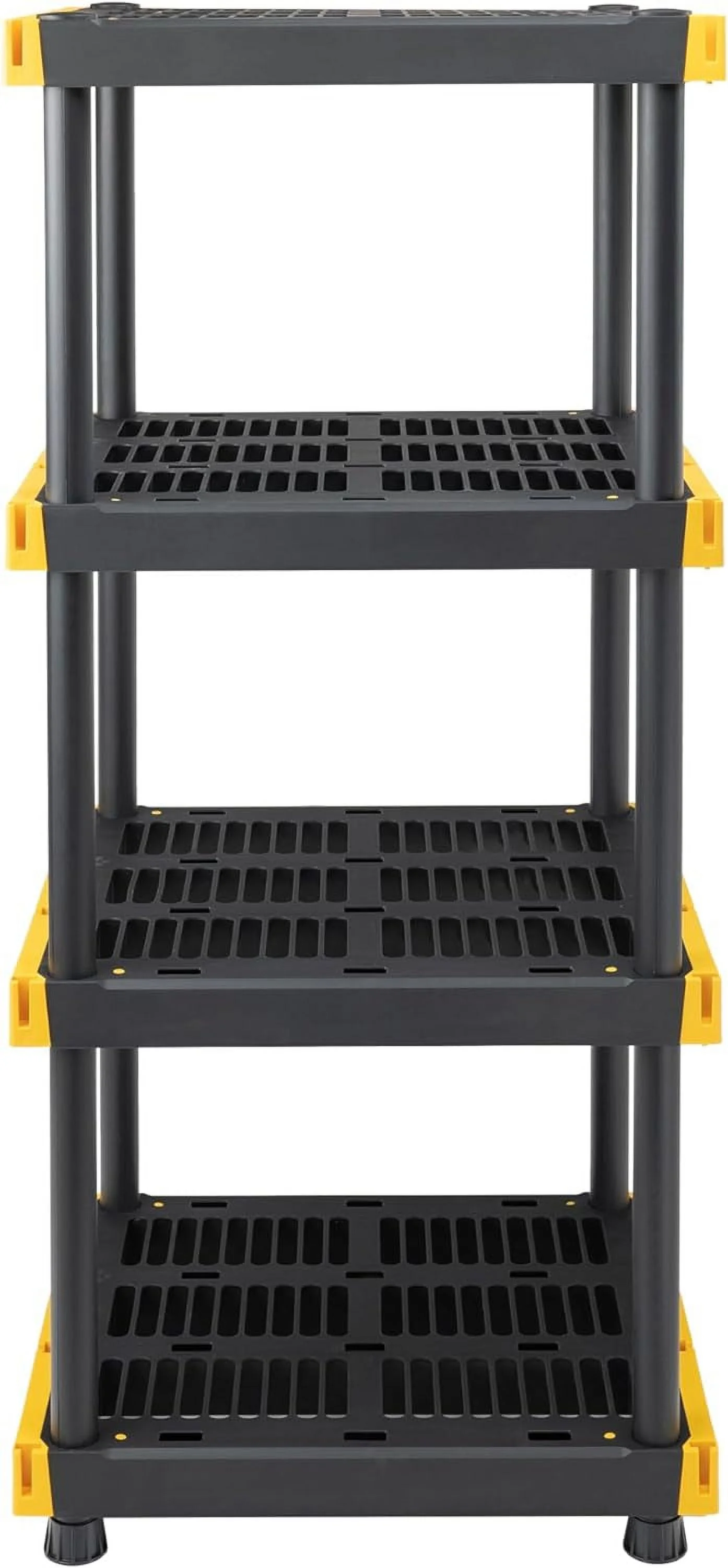BLACK & YELLOW 4-Tier Heavy Duty Plastic Storage Shelving Unit, 100lbs/shelf (55"H x 24"W x 20"D), for Indoor/Outdoor Organization, Modular Rack, Extremely Durable, Made in The USA - Image 7