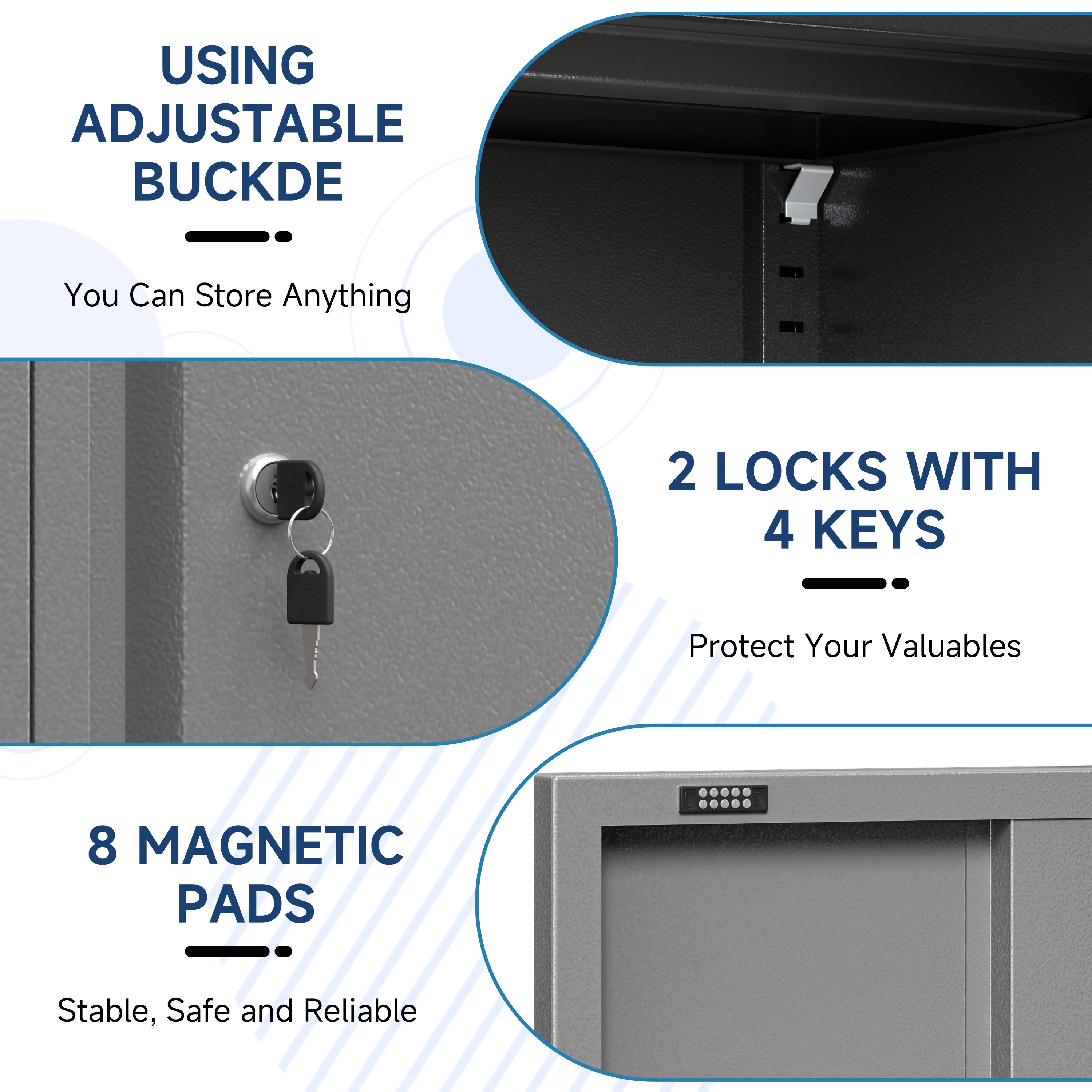 Metal Storage Cabinet with Wheels,Tool Storage Cabinet with Doors and Shelves Adjustable,Heavy Duty Garage Storage Cabinet,Steel Locking Storage Cabinet for Garage/Warehouse/Office/School/Home-Black - Image 27