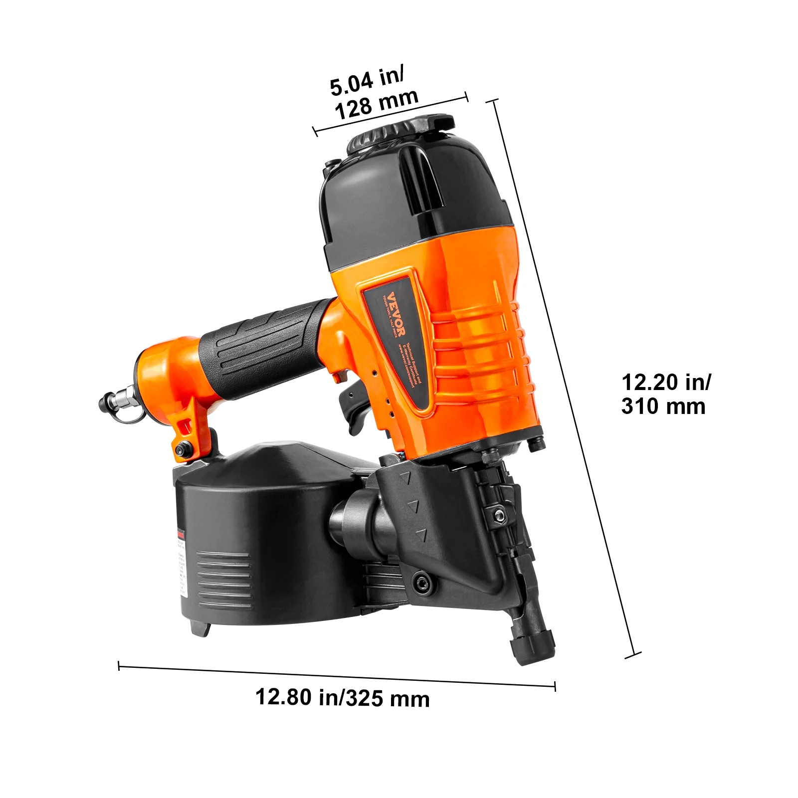 VEVOR Coil Siding Nailer CN65, 1-1/4" to 2-1/2" 15 Degree Pneumatic Siding Nail Gun with Tool-Less Depth Adjustment, 70-120PSI Air Coil Nailer for Siding, Pallet Sheathing, Wooding, Fencing - Image 8