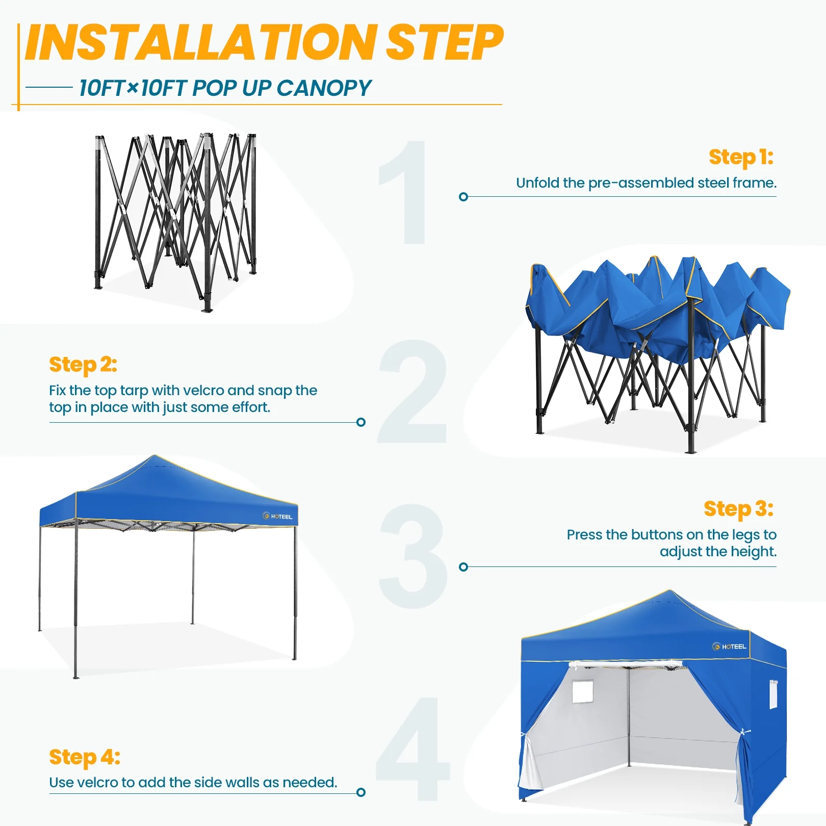 SANOPY 10'x10' Pop up Canopy Tent Anti-UV Waterproof Outdoor Gazebo Instant Party Wedding Backyard Canopy Tent Shade Shelter for Backyard, Patio, Parties,Khaki - Image 47
