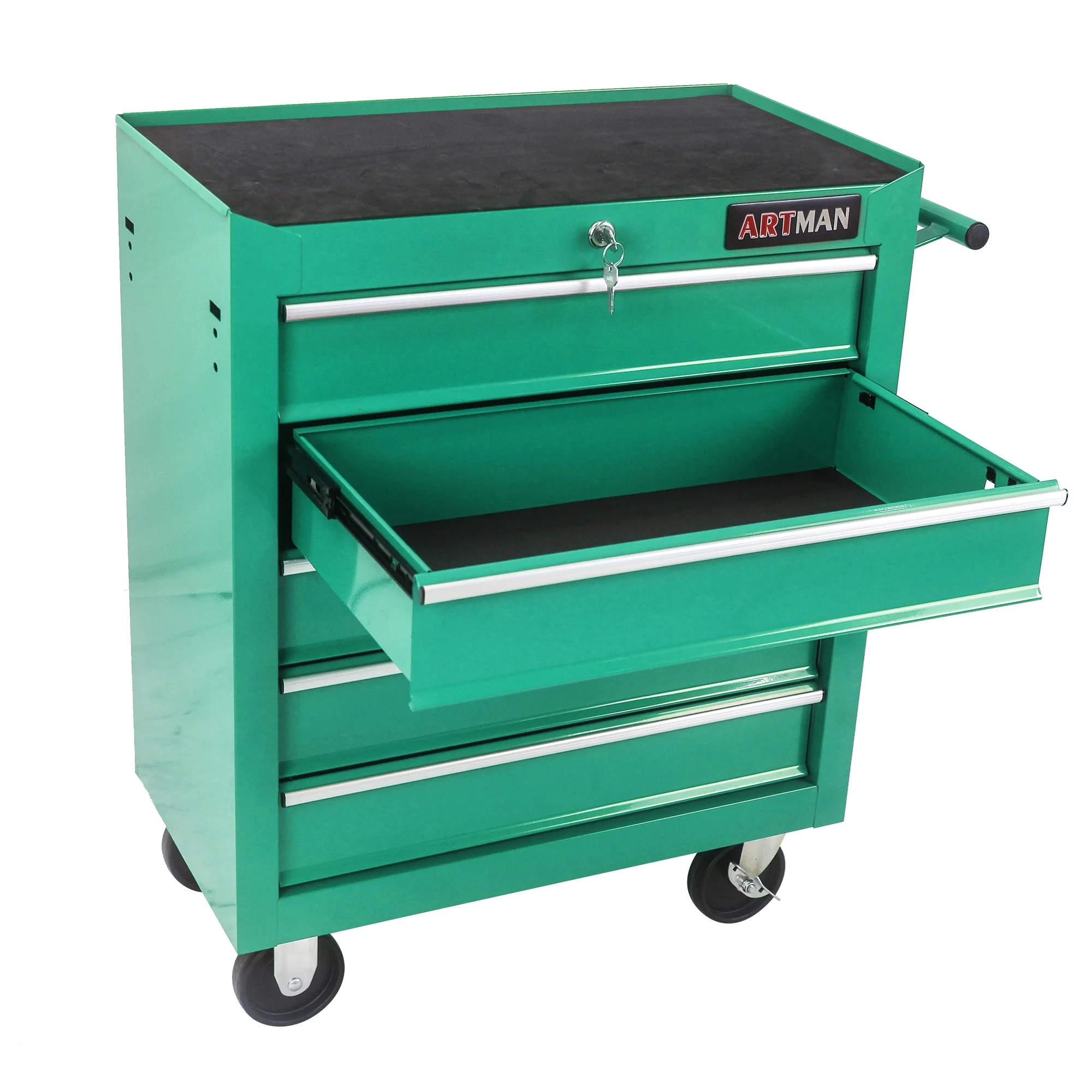 Lisonu 5-Drawer Rolling Tool Chest, Mobile Tool Storage Cabinet with Locking System & Wheels, Heavy-Duty Steel Organizer for Garage and Workshop, Green - Image 5