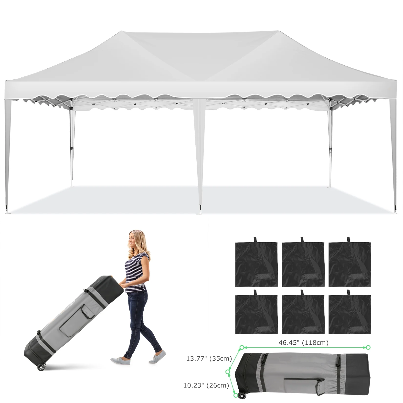 HOTEEL Canopy 10'x20' Pop Up Canopy Tent Heavy Duty Waterproof Adjustable Commercial Instant Canopy Outdoor Party Canopy Parties,Wedding,Outside Patio,Event,Backyard,White - Image 11