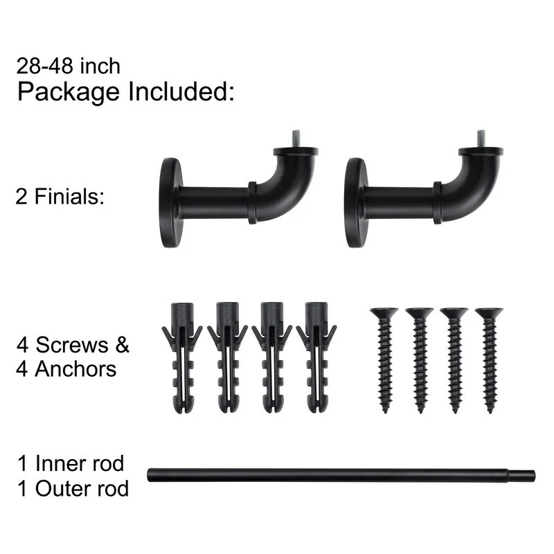 1 Inch Industrial Curtain Rods for Windows, Blackout Wrap-Around Rods, Rustic Matte Black - Image 8