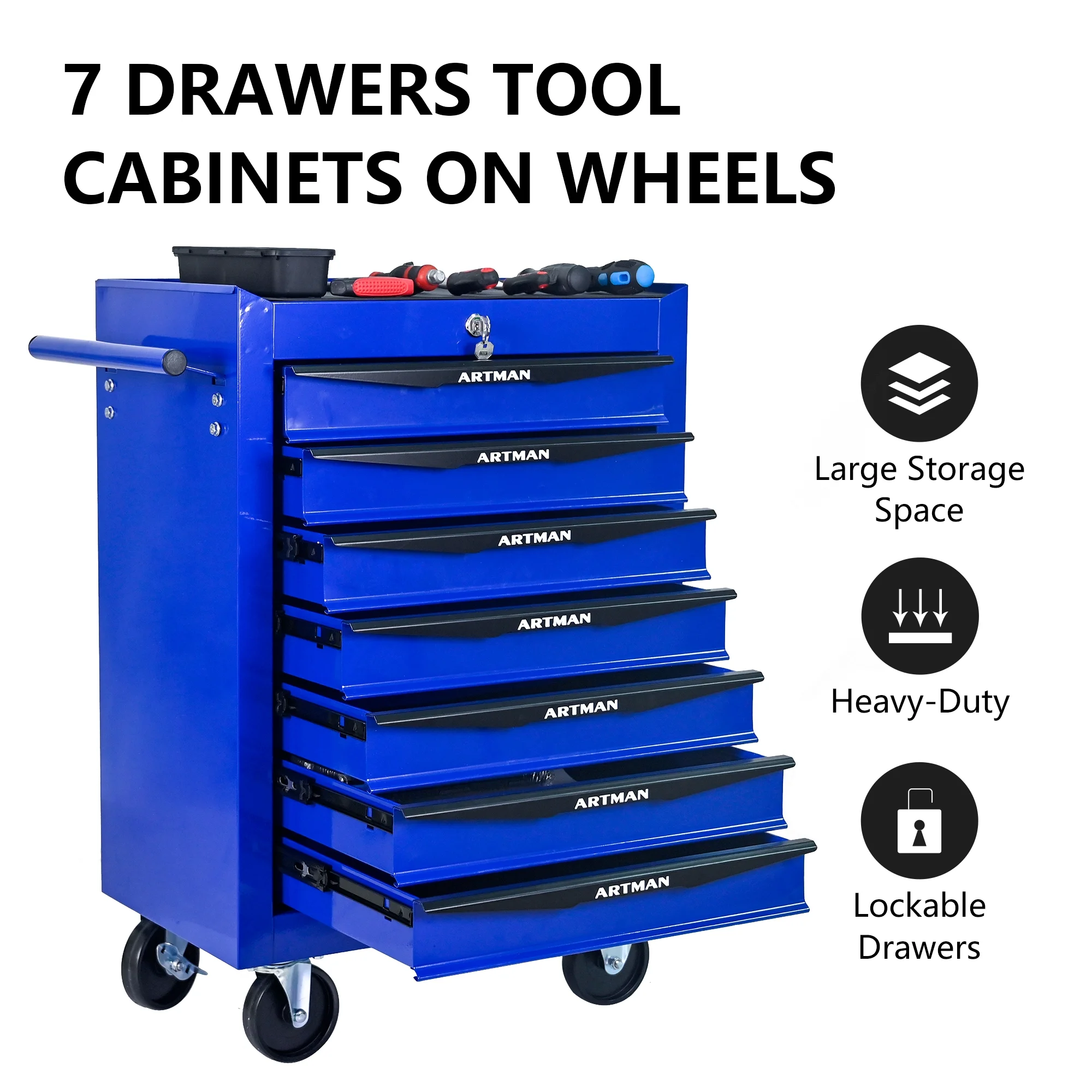 ARTMAN 20" 6-Drawer Tool Chest Cabinet with Ball Bearing Drawer Slides, Steel Tool Storage Box Organizer for Garage Workshop Repair Shop - Image 71