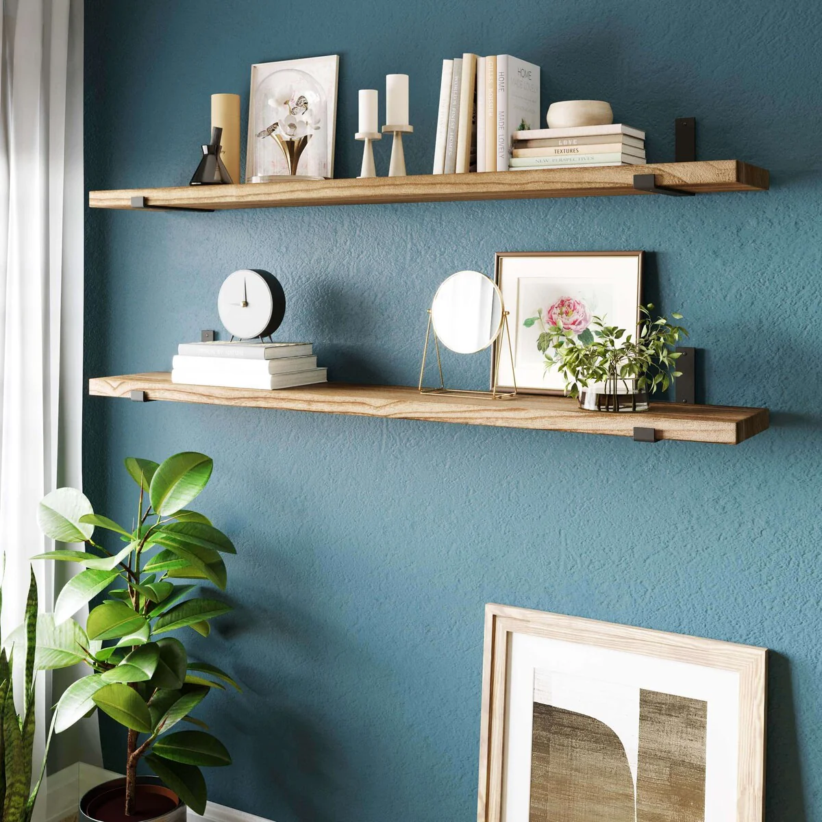 60 Inch Floating Wall Shelf, 9.25" Deep Wall Mounted Storage Shelf for Living Room, Bedroom and Home Decor - Image 4