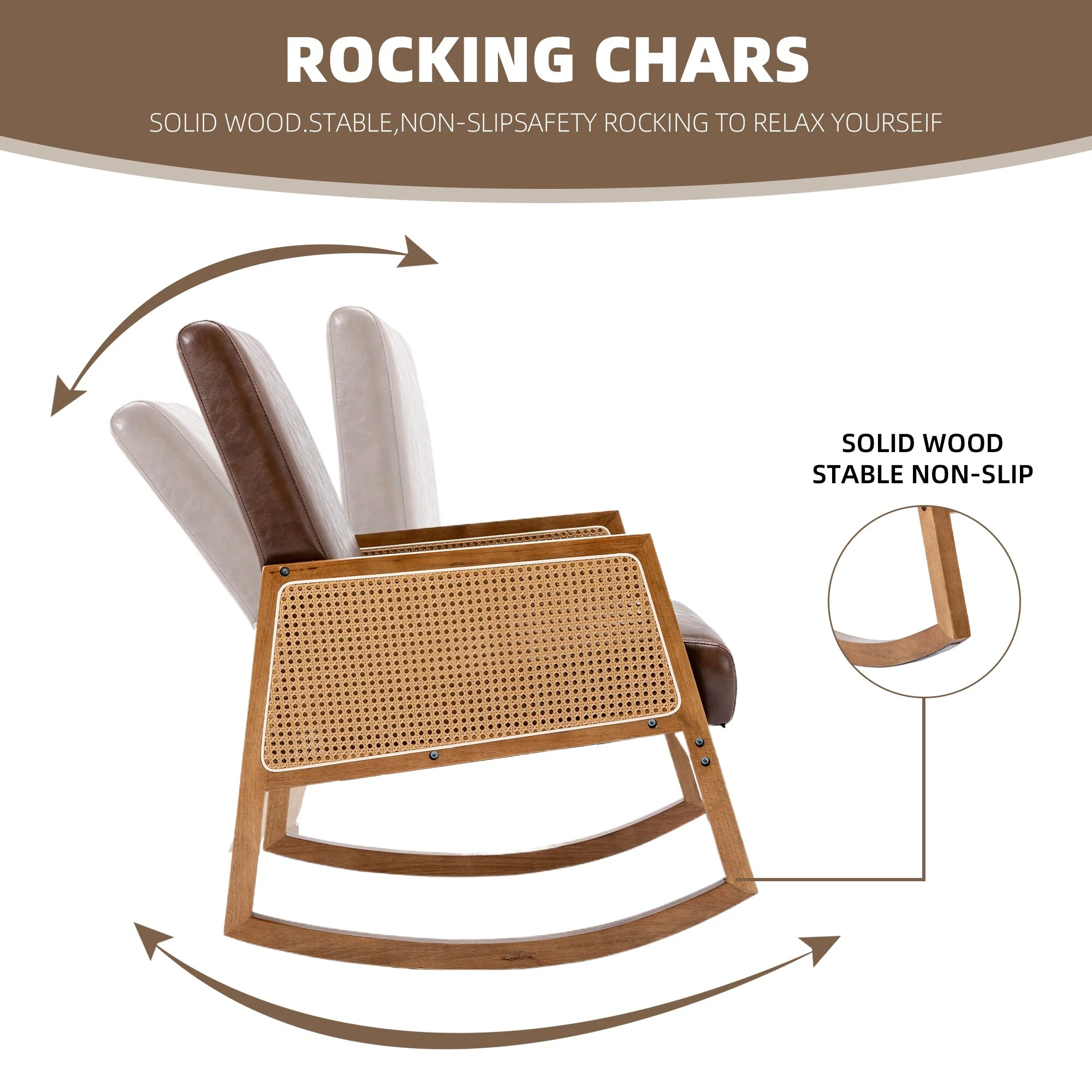 Upholstered Tall Back Rocking Chair, Smooth Gliding Accent Armchair for Comfortable Living Room Seating - Image 30