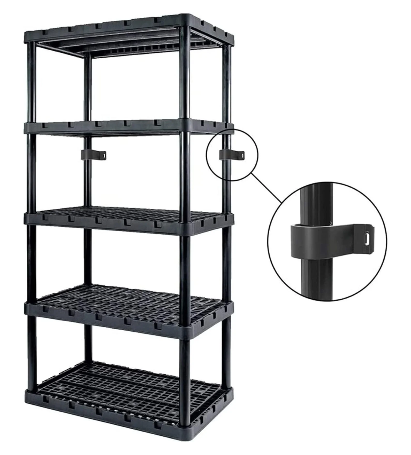 5 Shelf Knect-A-Shelf Ventilated Extra Heavy Duty Storage Unit Organizer System for Home, Garage, Basement, and Laundry, Black - Image 9