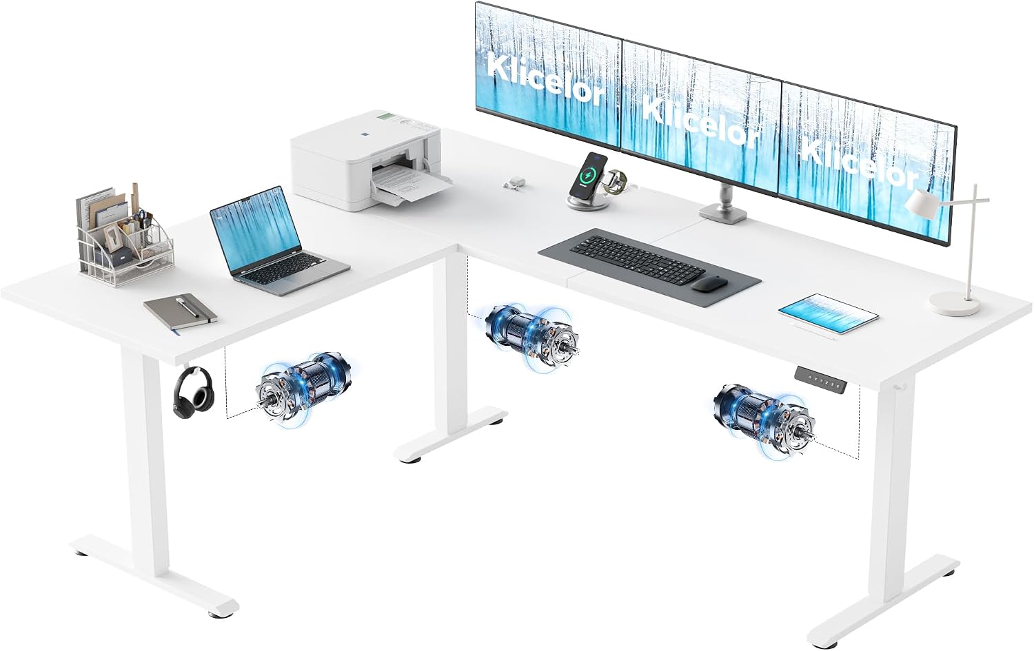 L Shaped Standing Desk 63 x 48 Inch, Electric Height Adjustable Corner Desk for Home Office Workstation, Ergonomic Sit to Stand Computer Table with Memory Controller, Rustic Brown - Image 39