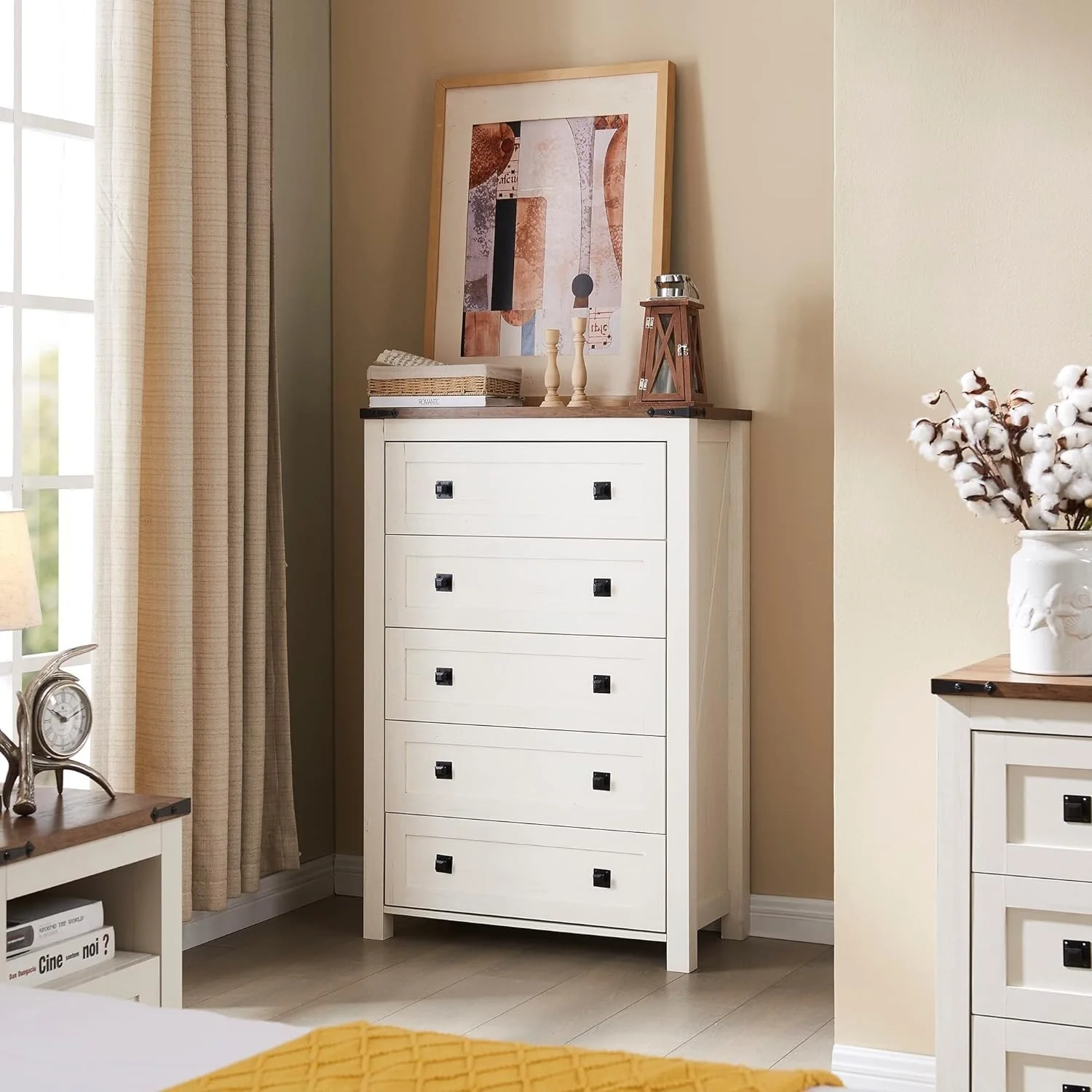 48 Inch Tall Farmhouse Wood Dresser, 5 Drawer Chest of Drawers for Bedroom - Image 22