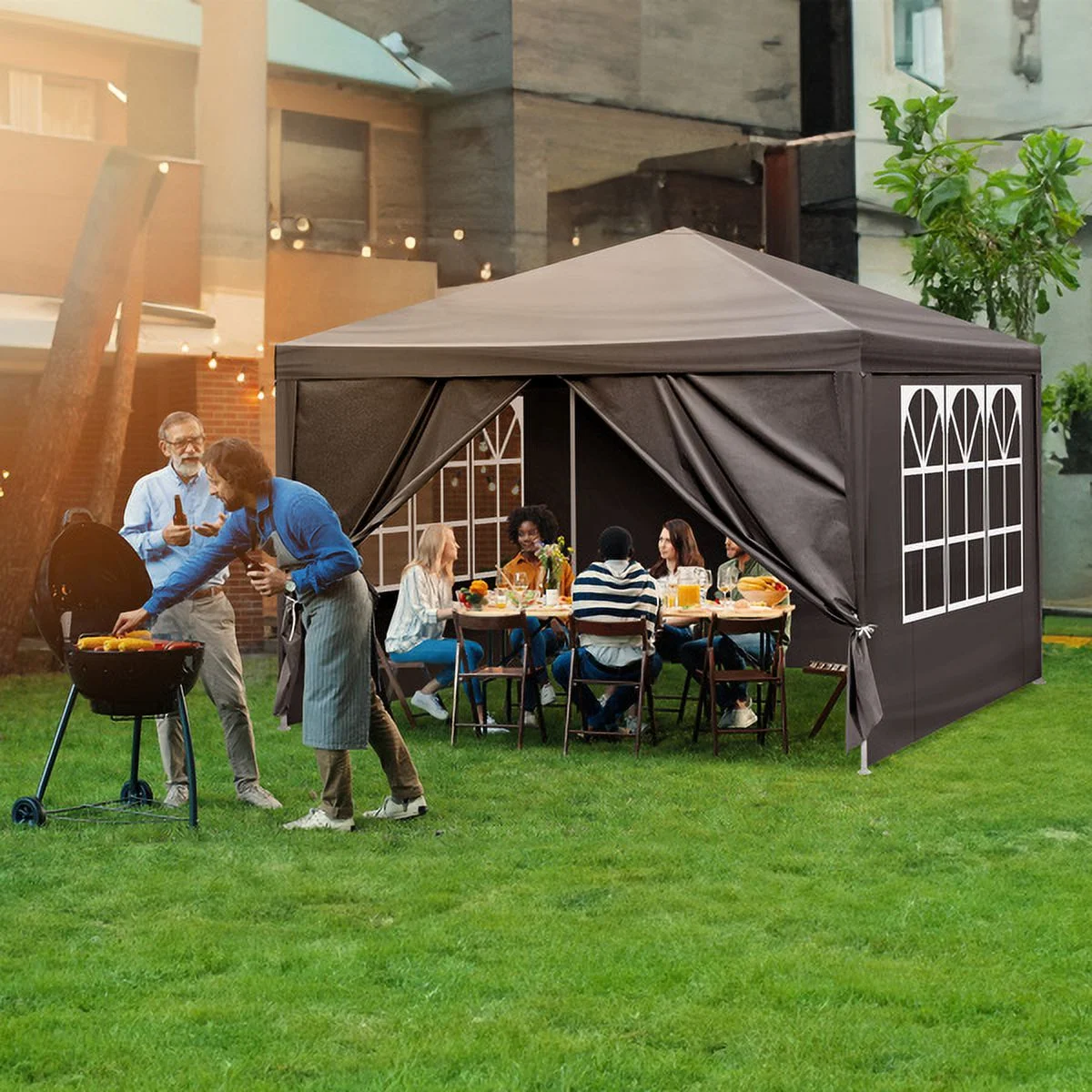 Sythers 10'x10' Pop Up Canopy Tent with 4 Removable Sidewalls, Portable Gazebo, UV Resistant Waterproof, Enclosed Canopy Tent for Outdoor Events, Patio, Backyard, Party, BBQ, Camping, Black - Image 9
