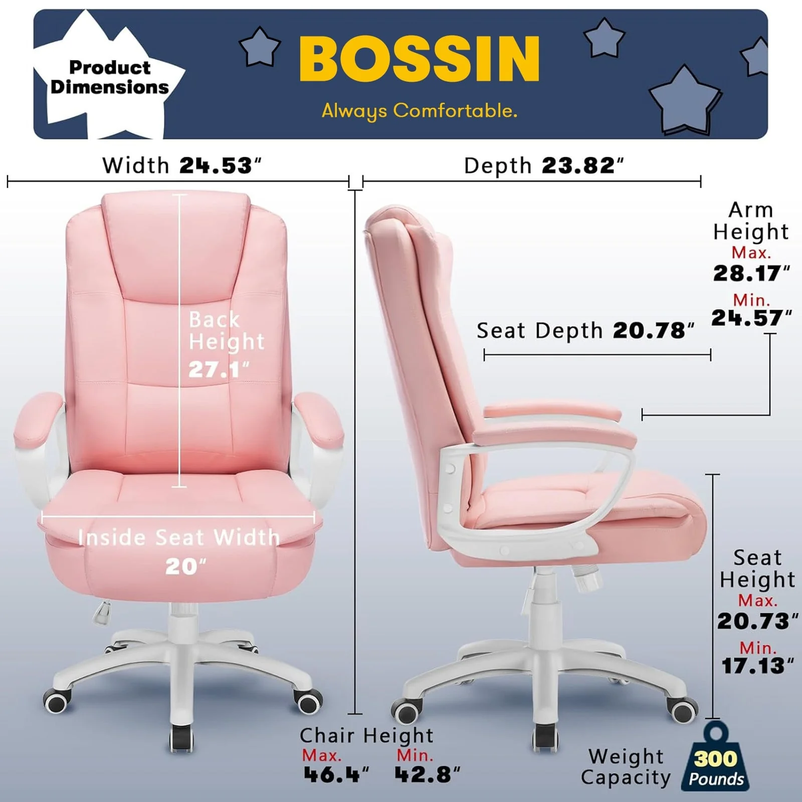 Big and Tall Executive Office Chair, High Back Ergonomic Leather Chair, 400 lb Capacity - Image 6