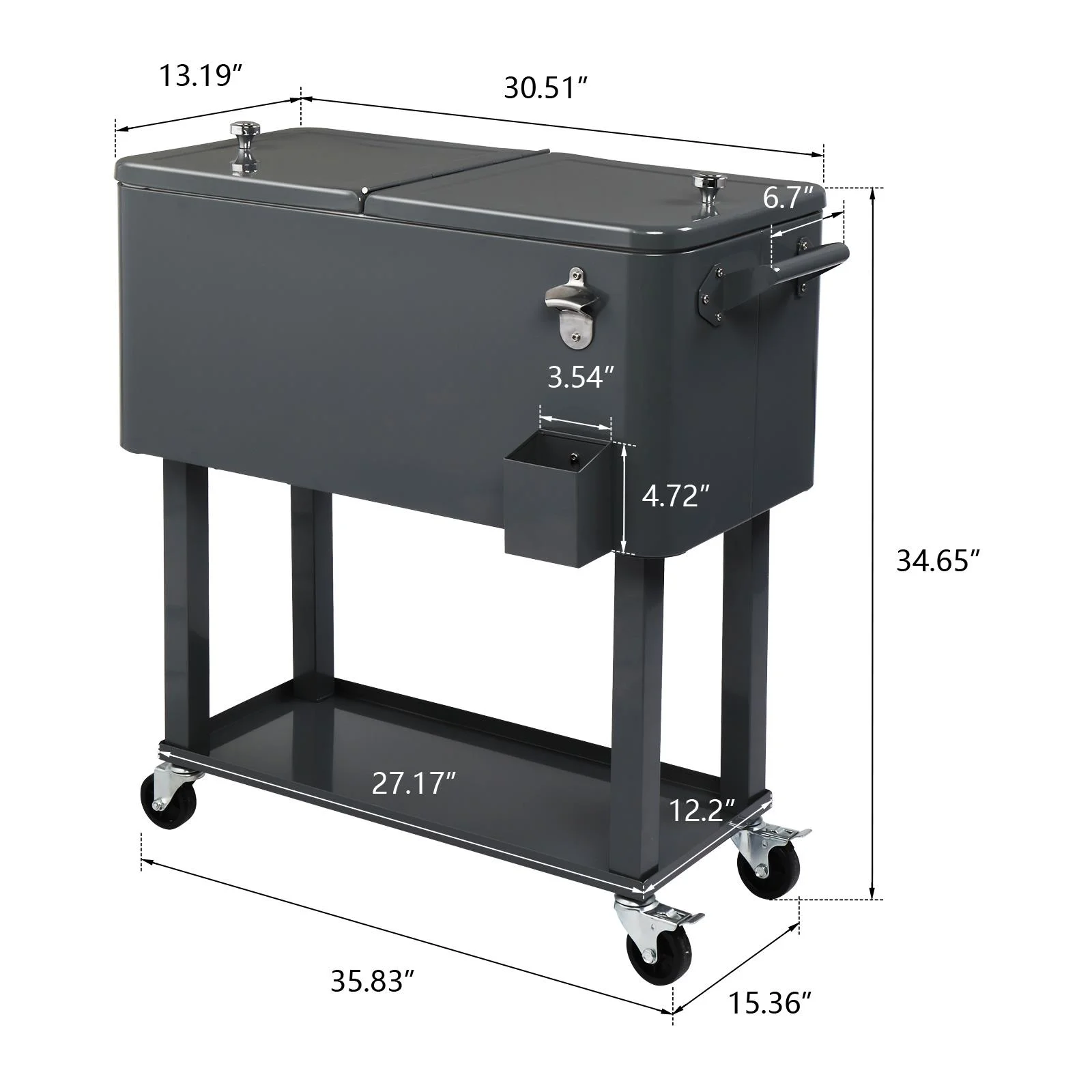EasingRoom Iron Spray Plastic Patio Cooler Cart with Tray Cooler with Shelf Green - Image 14