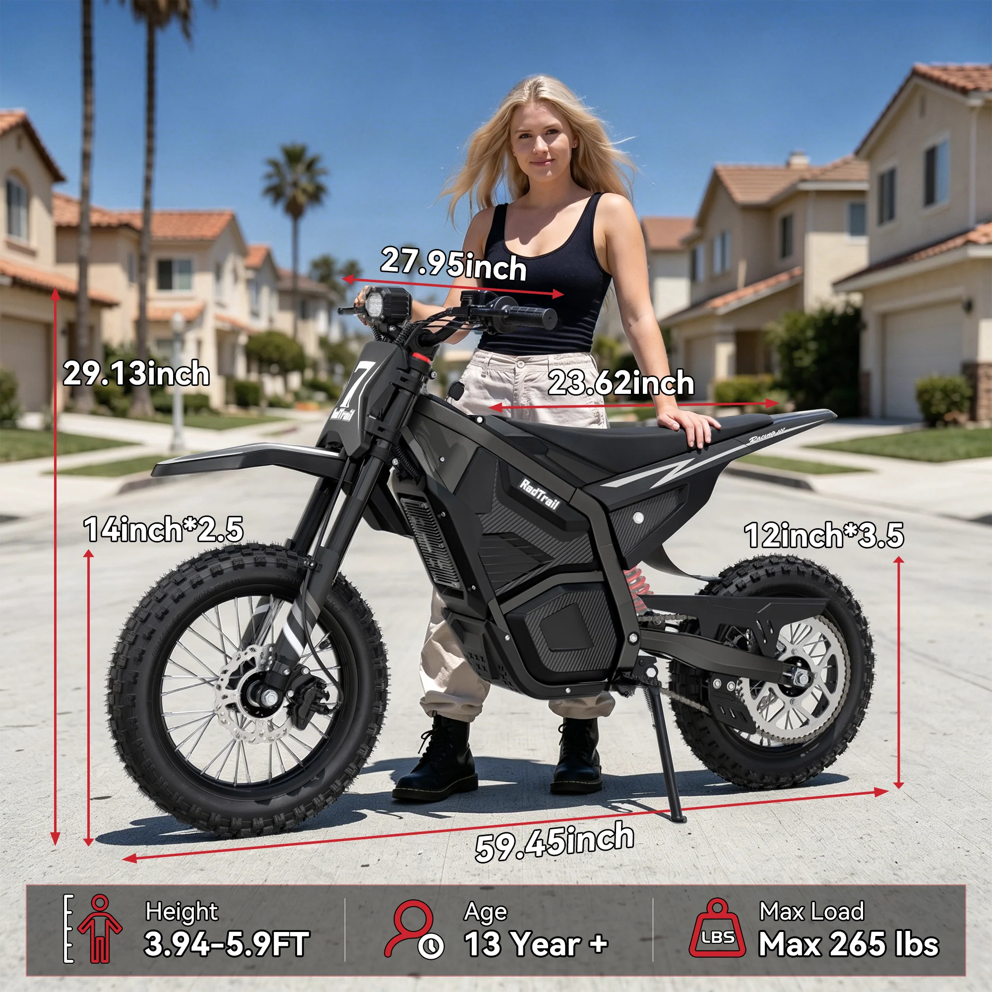 48V 2000W Peak Class Electric Dirt Bike Ages 13+ - Image 6
