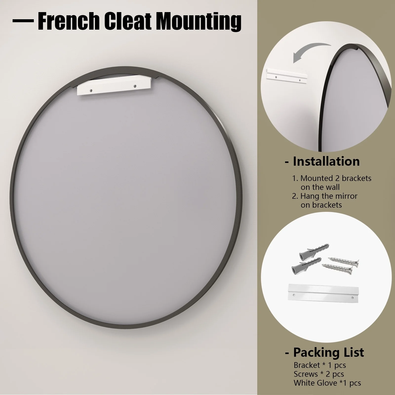 Round Metal Black Frame Bathroom Vanity Mirror, Wall Mounted Decorative Mirror - Image 19