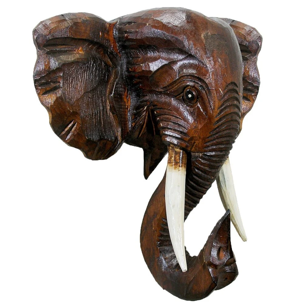 Wooden Elephant Head Wall Decor, Decorative Animal Sculpture Wall Art for Living Room, Bedroom and Home Decoration - Image 3