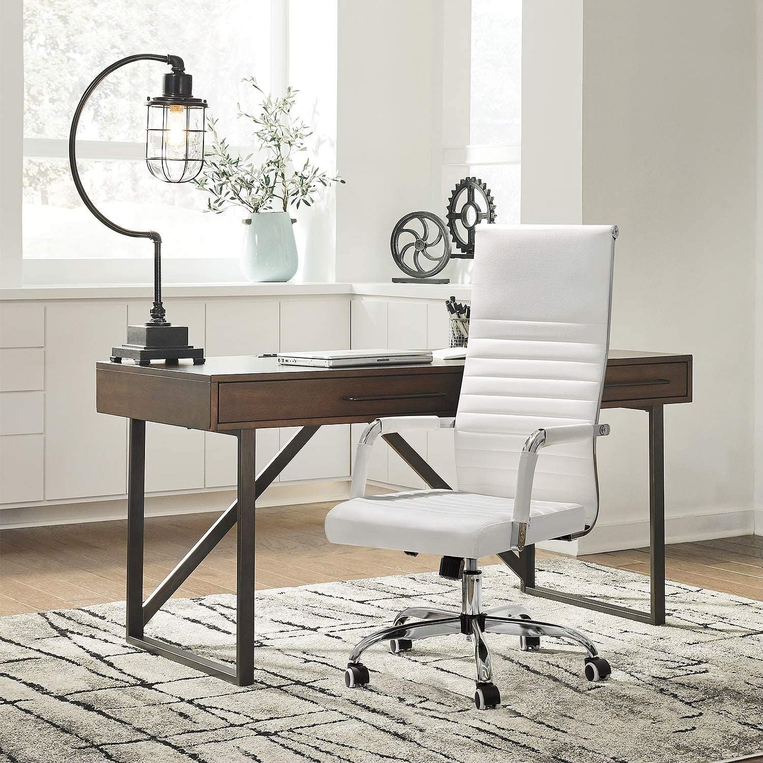 Ribbed High Back Office Chair, Ergonomic Conference Desk Chair for Home Office, Meeting Room and Workspace - Image 8