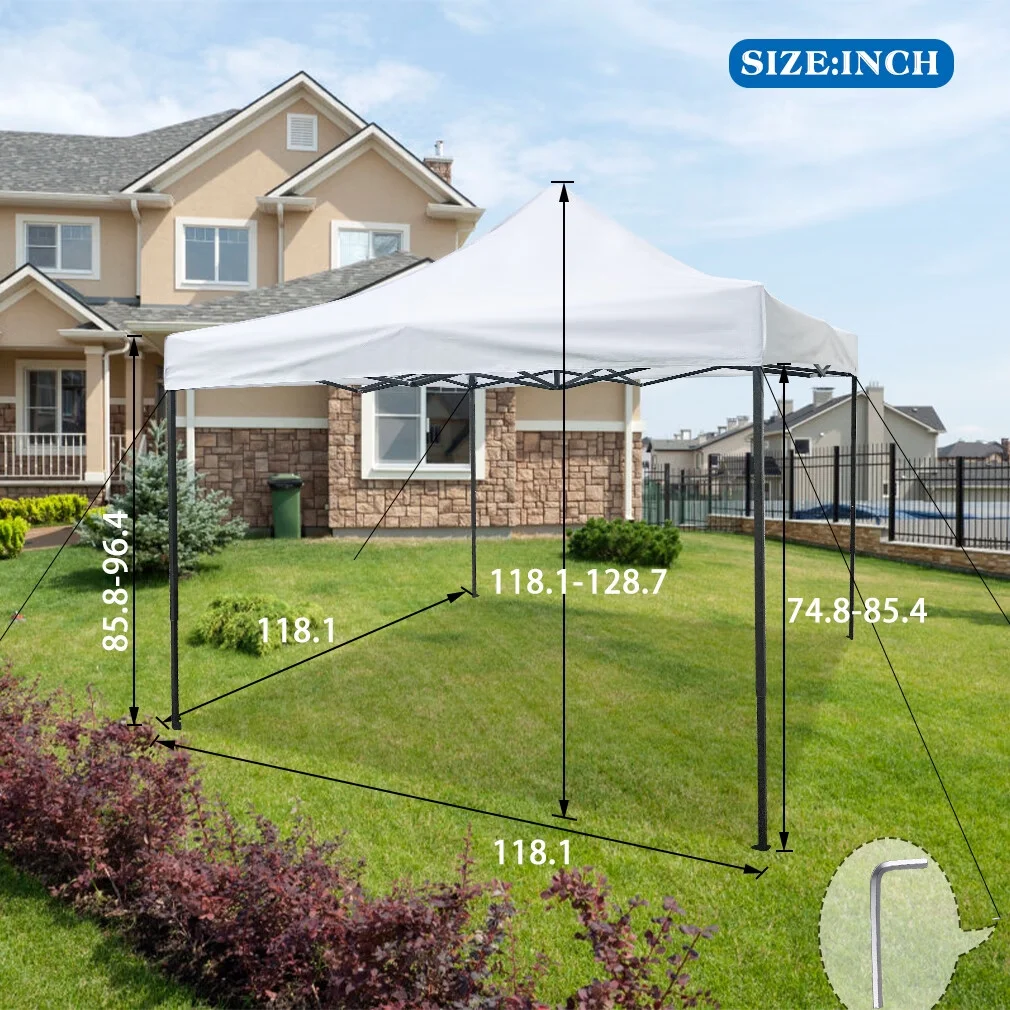 CL.HPAHKL 10' x 10' Outdoor Pop Up Canopy Tent with Wheeled Bag, Outdoor Shade Tent for Party One Push Patio Tent Canopy Instant Slant Leg Conopy for Backyard Outdoor Patio and Lawn - Image 6