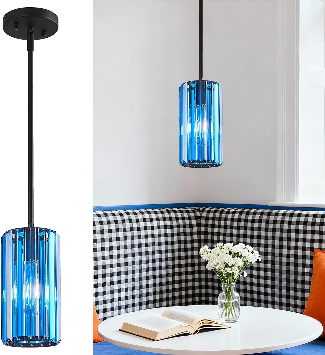 Chrome Pendant Lighting, Modern Pendant Light, Mini Crystal Chandeliers, Adjustable Pendant Light Fixture for Kitchen Island, Dining Room, Corridor & Bedroom (Chrome, 3-Pack) - Image 3