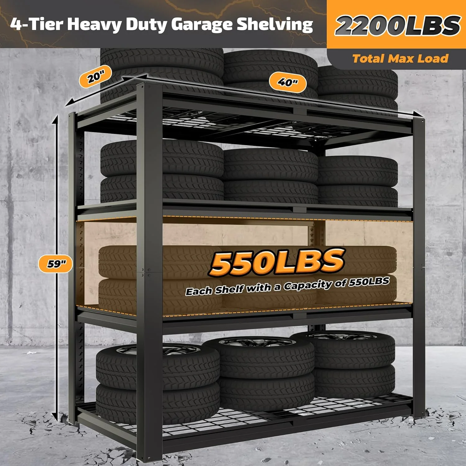 Heavy Duty Wire Storage Shelves -C Adjustable Industrial Metal Shelving Unit -C Utility Shelf for Garage, Warehouse, Basement, Pantry, Commercial - Image 3