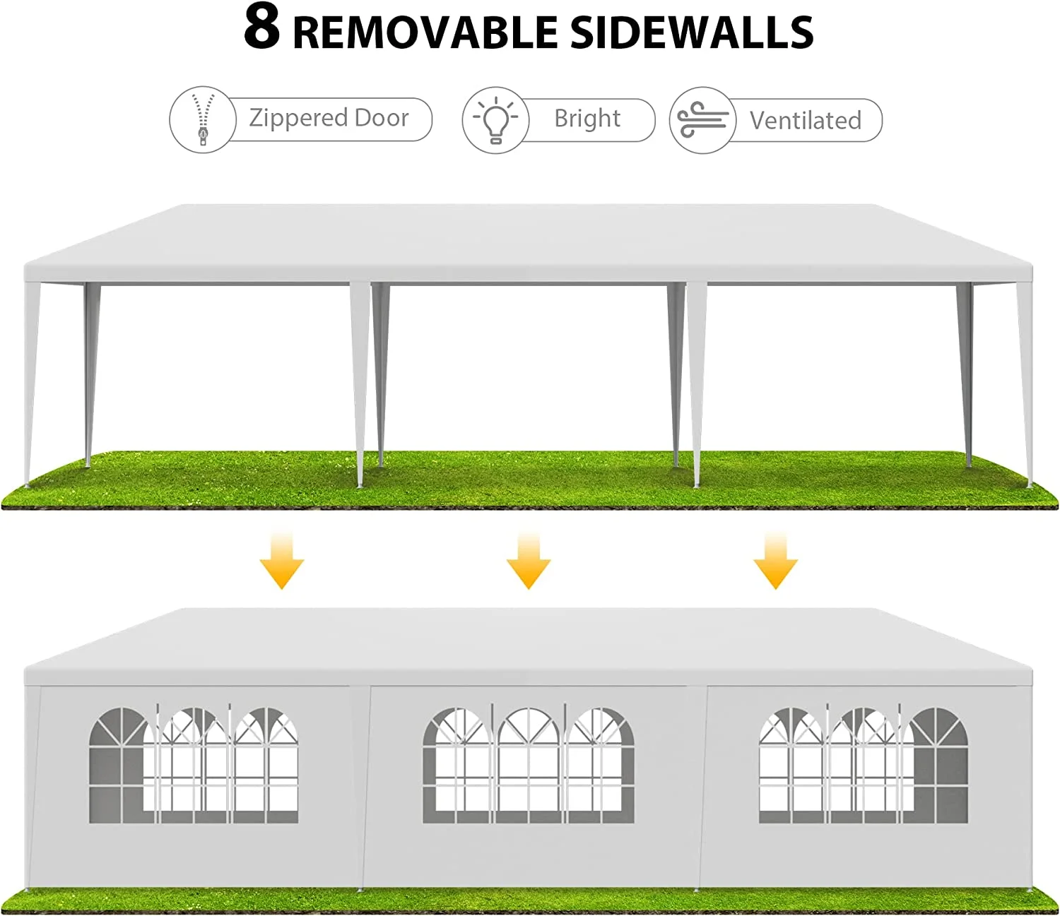 SLSRFD 10'x30' Outdoor Canopy Tent Patio Camping Gazebo Shelter Pavilion Cater Party Wedding BBQ Events Tent w/Removable Sidewalls - Image 6