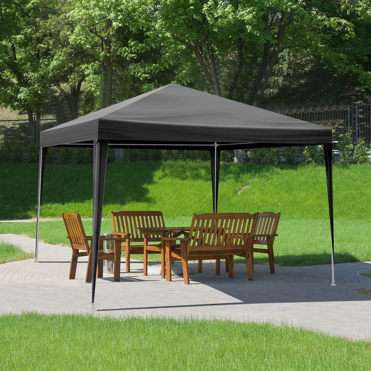 Sythers 10'x10' Pop Up Canopy Tent with 4 Removable Sidewalls, Portable Gazebo, UV Resistant Waterproof, Enclosed Canopy Tent for Outdoor Events, Patio, Backyard, Party, BBQ, Camping, Black - Image 10