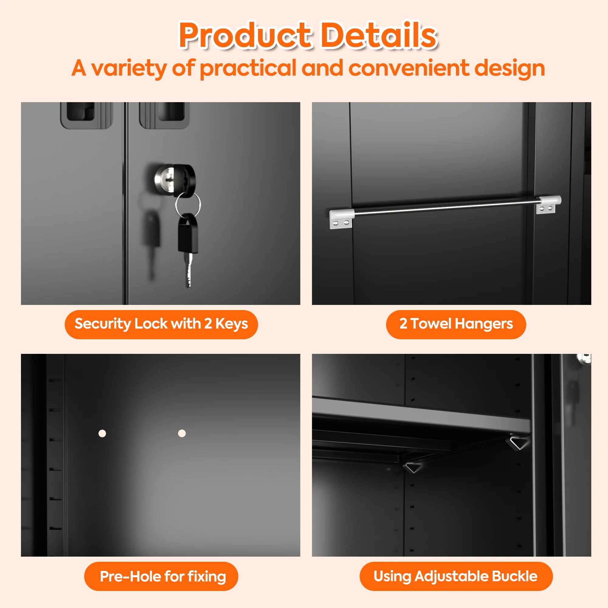SUPEER 71" Metal Storage Cabinets with Wheels and Pegboards, Industrial Cabinet with 2 Drawers and 2 Adjustable Shelves,, Assembly Required - Image 17