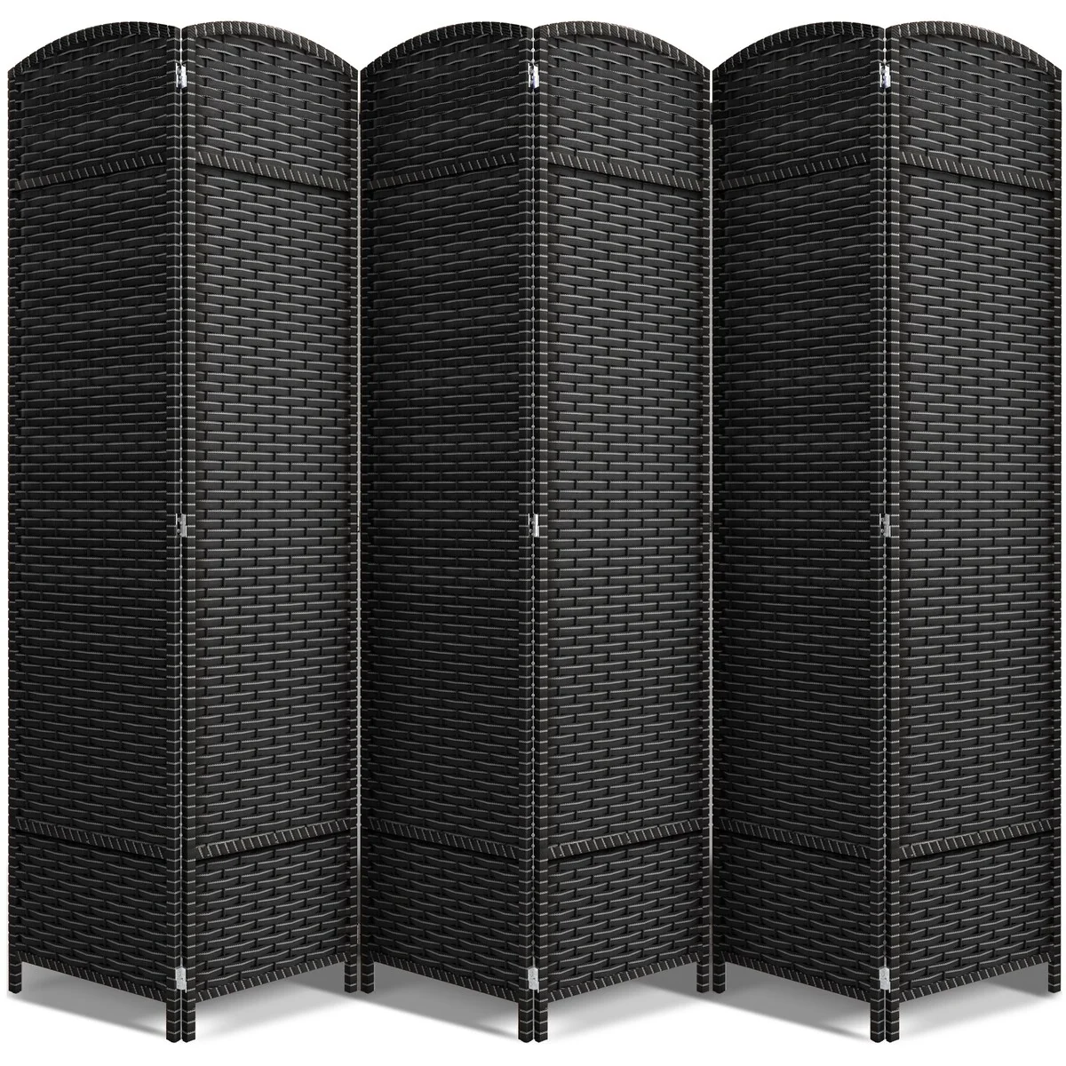 6 Panel Room Divider, 6ft Tall Extra Wide Folding Privacy Screen with Hand-Woven Mesh Panels - Image 5