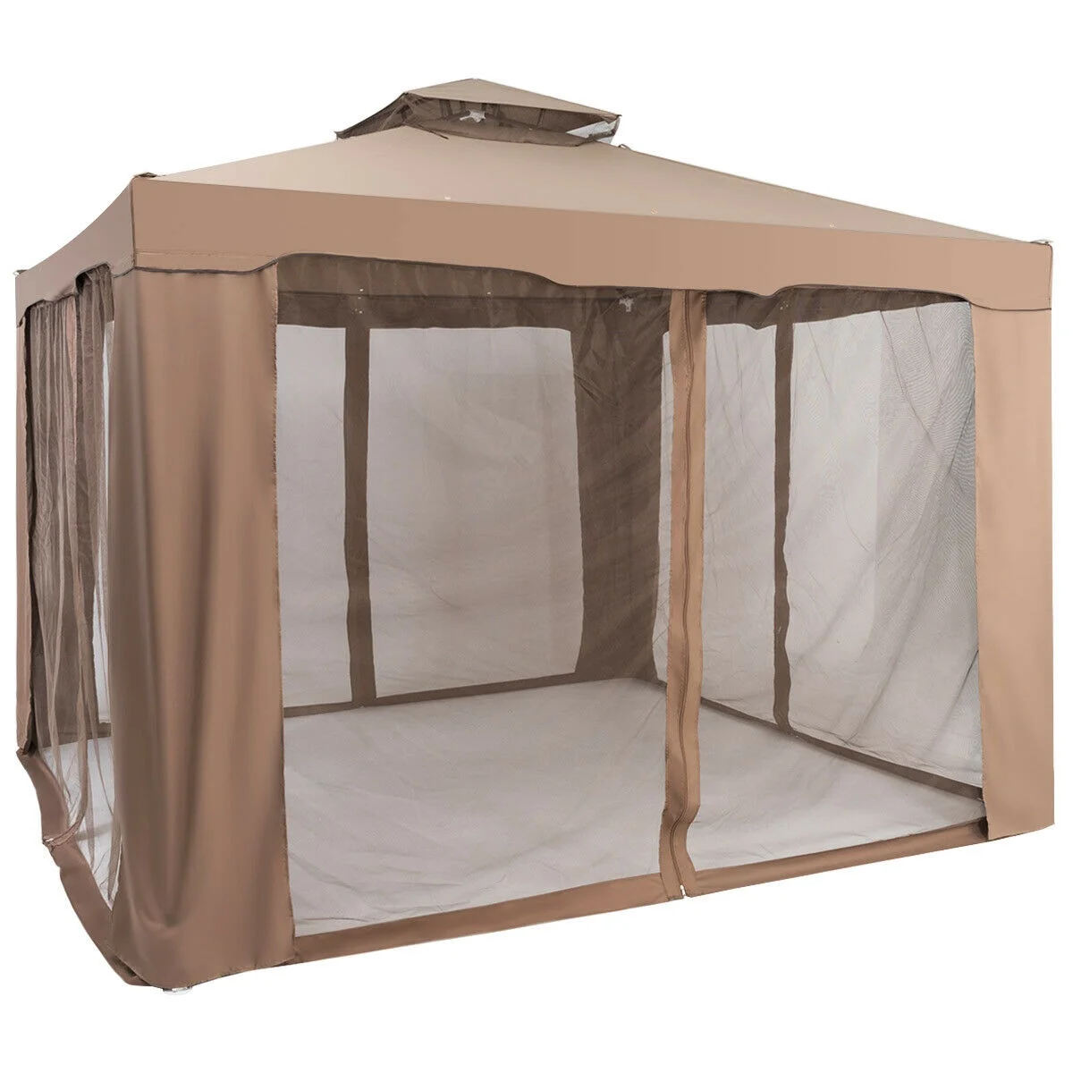 Gymax 10'x 10' Canopy Gazebo Shelter W/Mosquito Netting Outdoor Patio Beige - Image 19